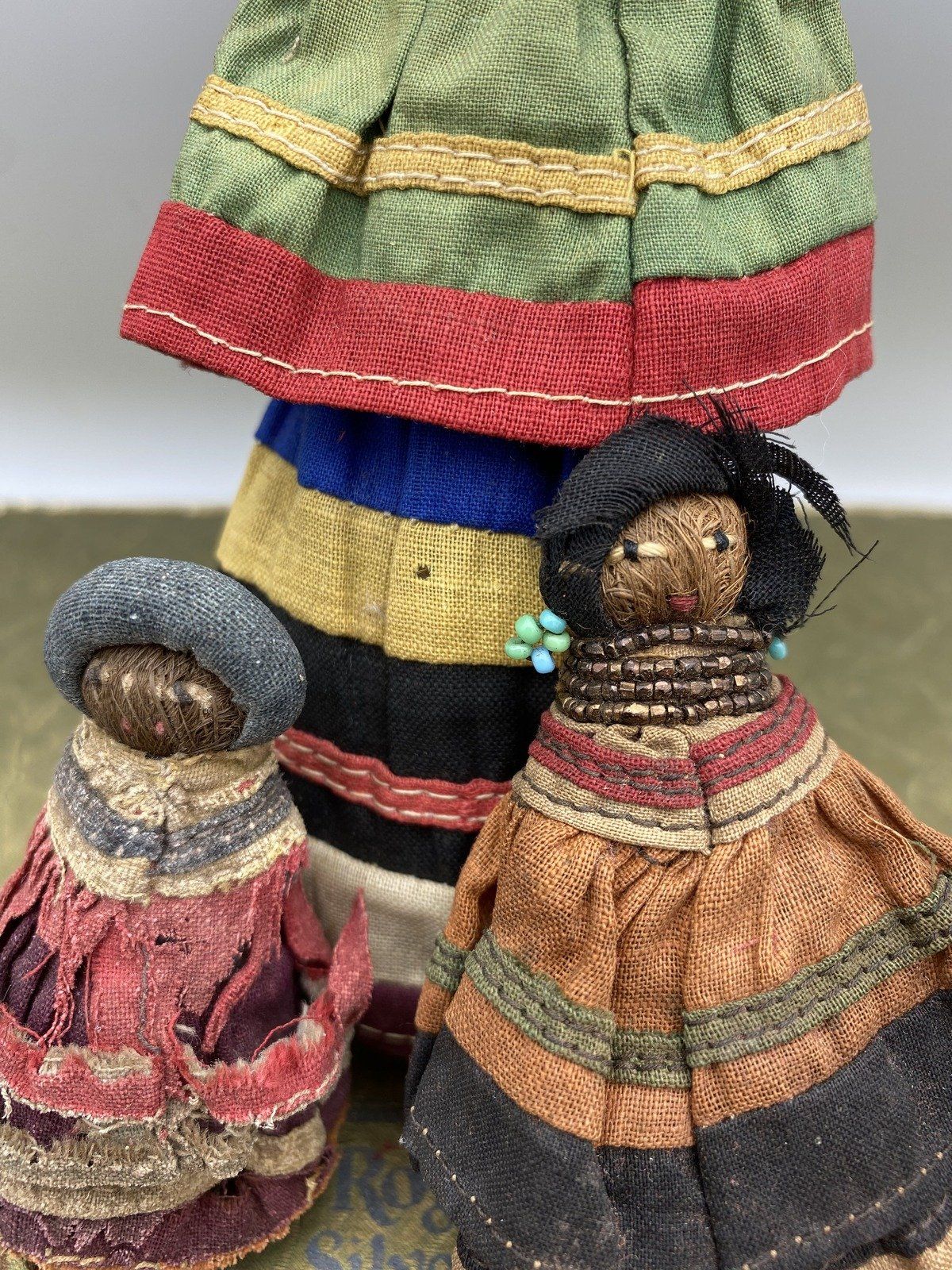 3x Antique Seminole Native American Indian Palmetto Husk Dolls 458 3