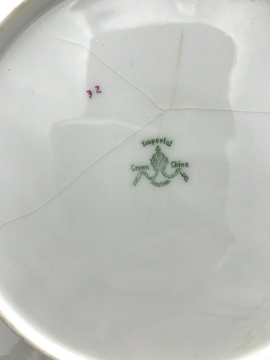 Imperial Crown China Austria Teal Portrait Plate 4