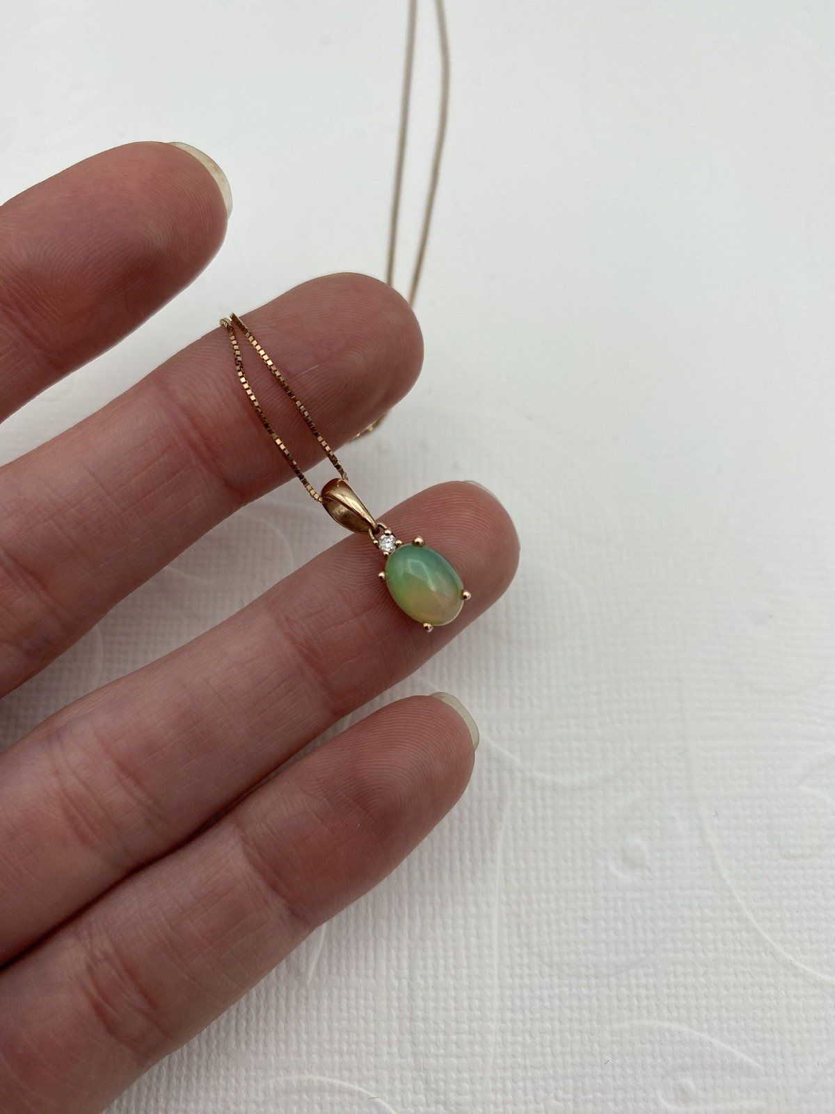 10k Rose Gold Natural Opal + Diamond 18 Drop Necklace 7