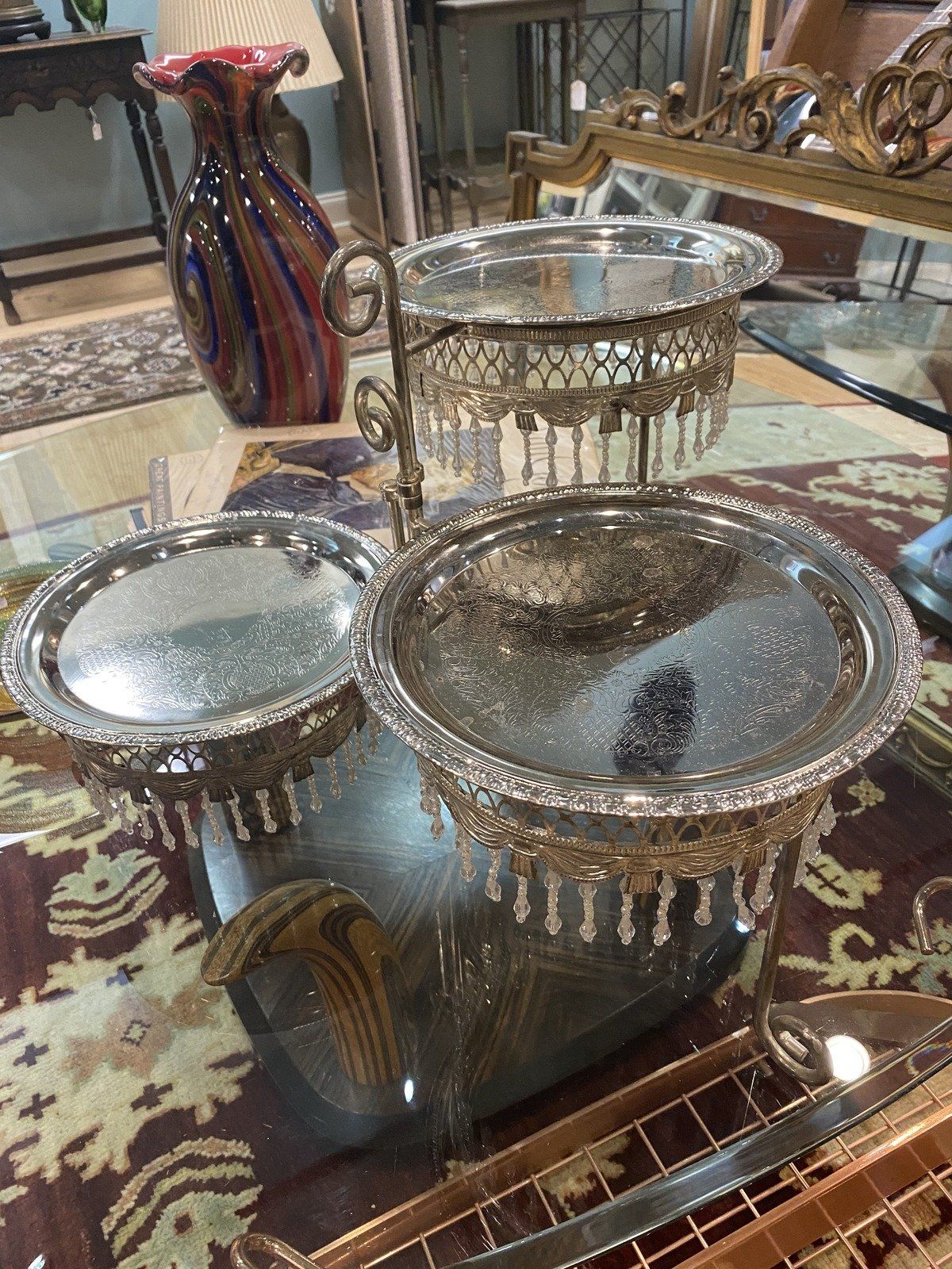 Art nouveau 3 tier serving platter