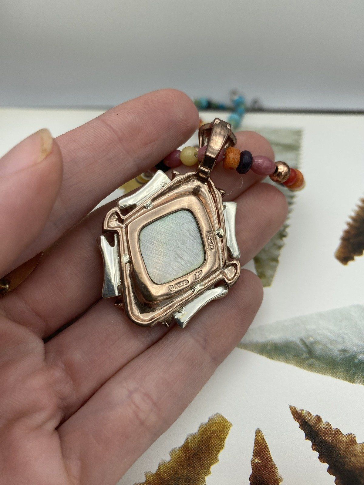 Sterling Silver Native Turquoise + Spiny Oyster Necklace 4