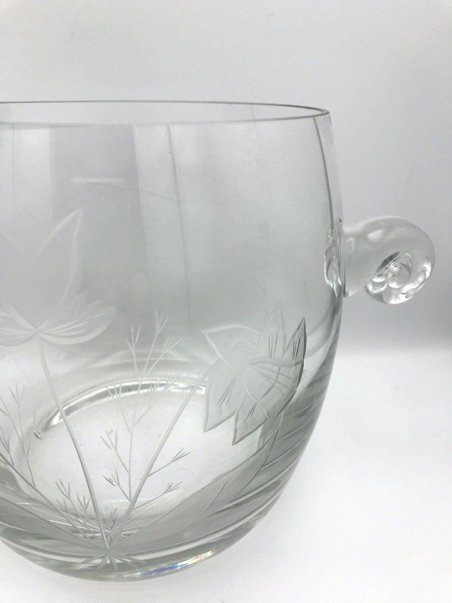 Crystal Steuben Style Floral Etched Icebucket 2