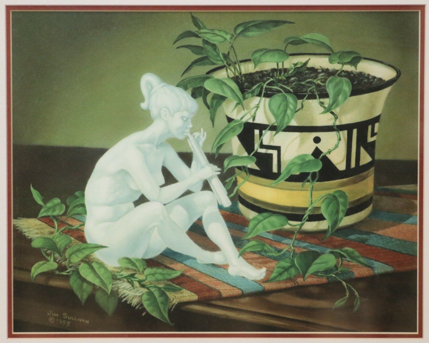 Jim Sullivan Print of Fairy w Flute and Pothos Vine 2