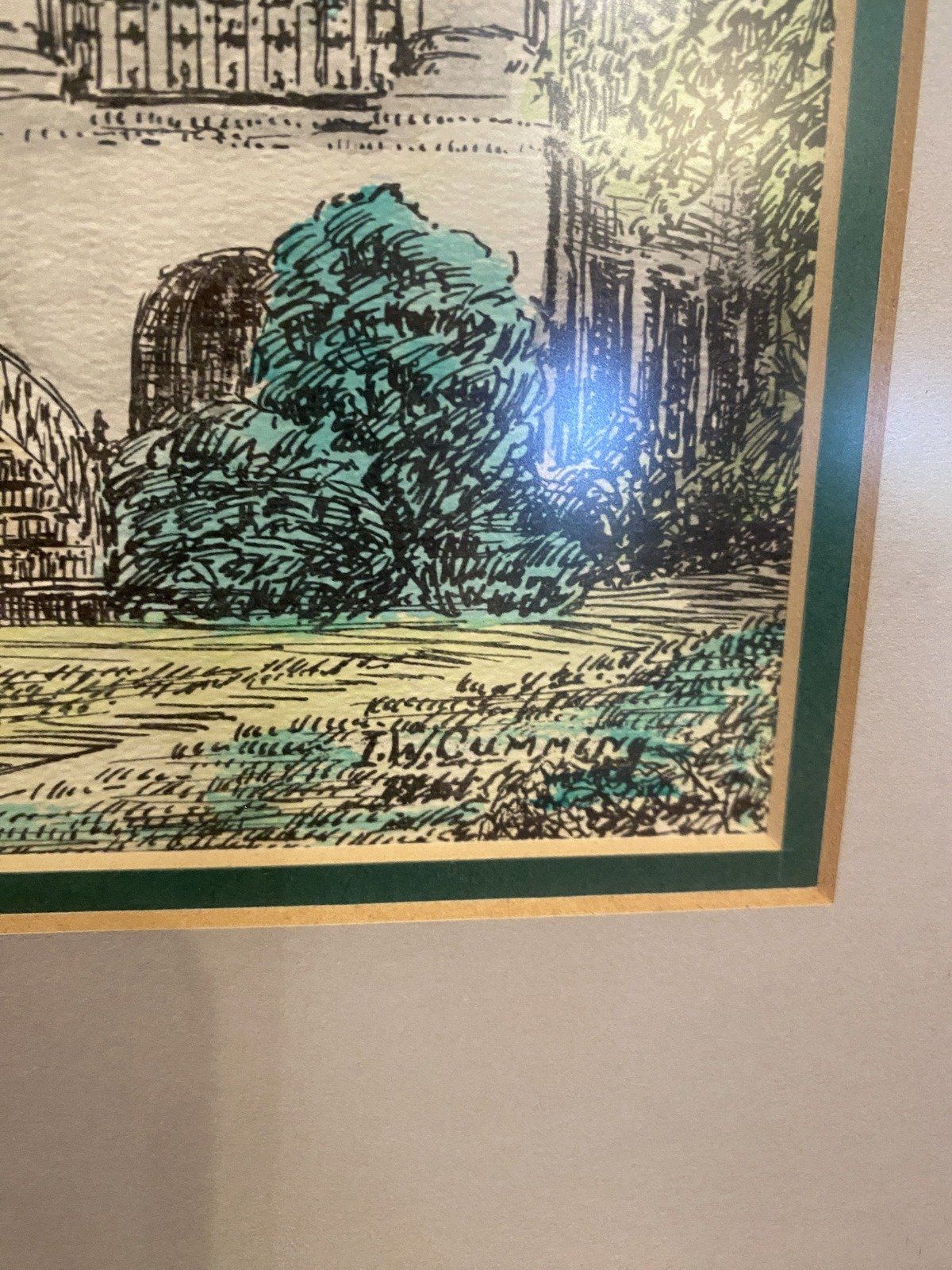Classical Mississippi Style Historical Home Colorized Pencil Drawing 2