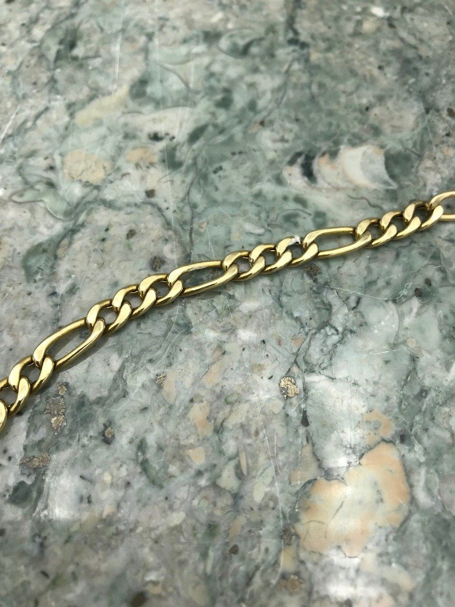 14k Gold Figaro Chain Link Bracelet 2