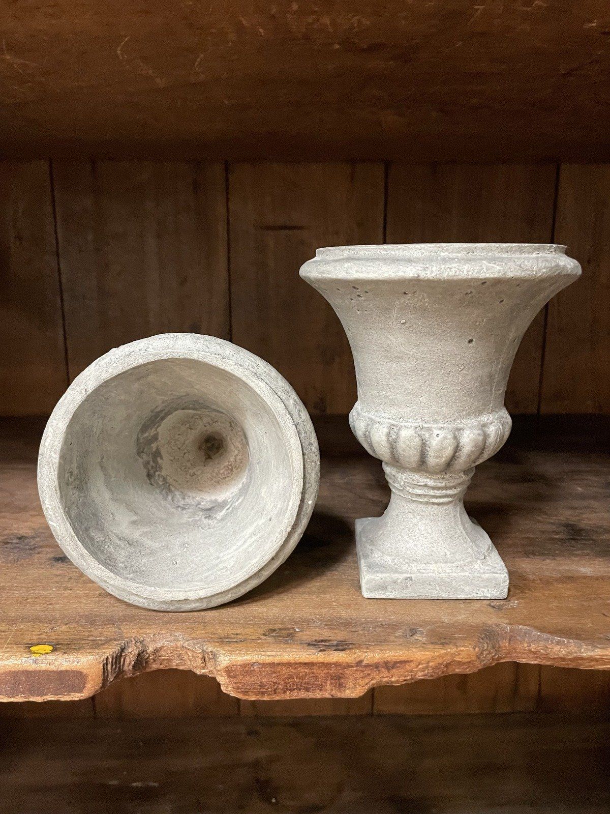 Pair of Mini Concrete Style Urn Vases 3