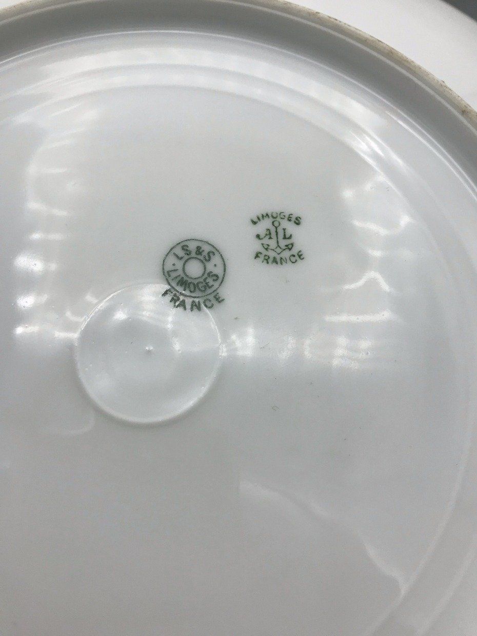 Antique Limoges France Porcelain Gilt + Money Green Presidential Dinner Plate 4