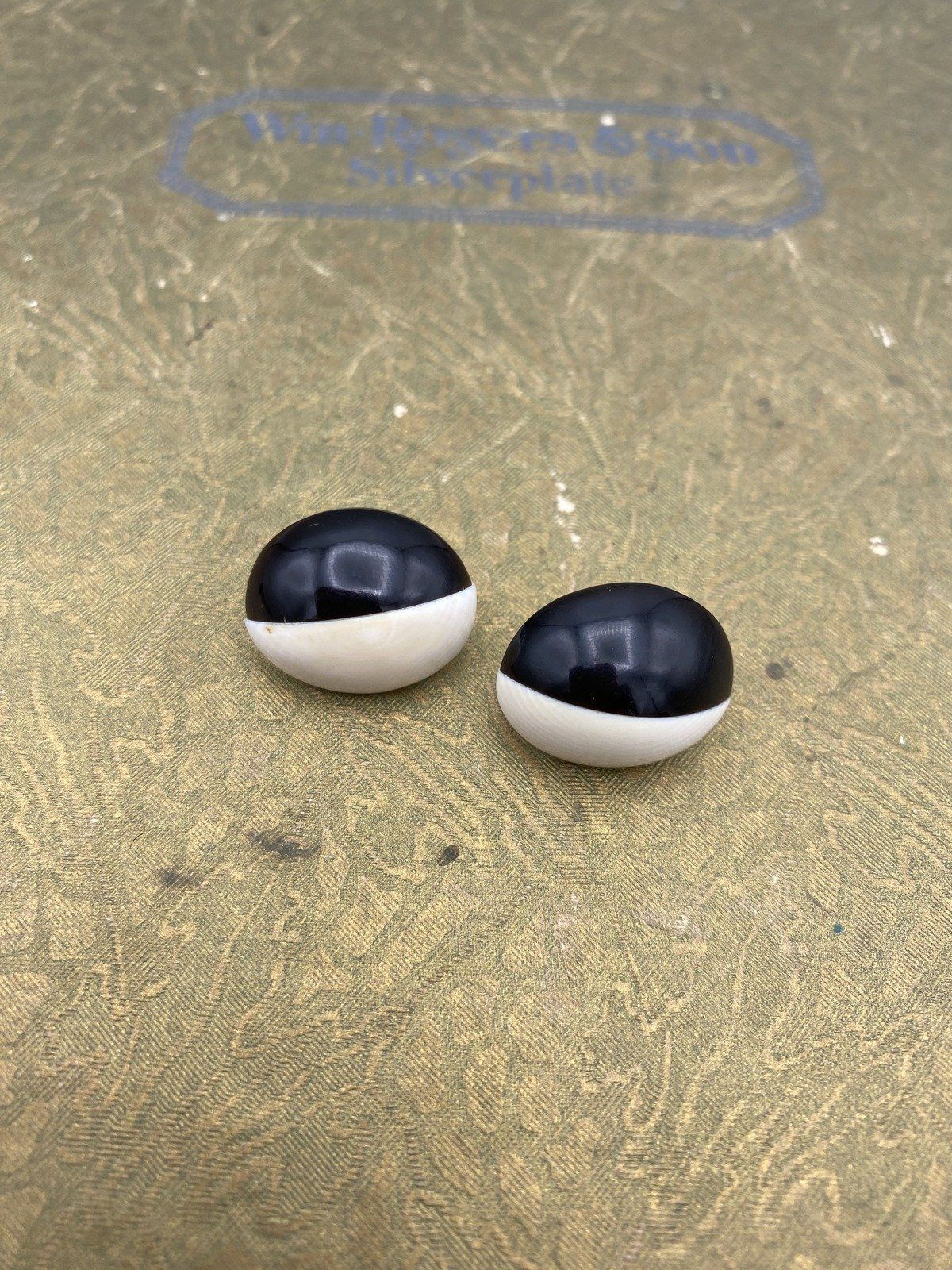 Organic Minimalistic Bone + Horn Oval Stud Earrings w 14k Post Backs 3