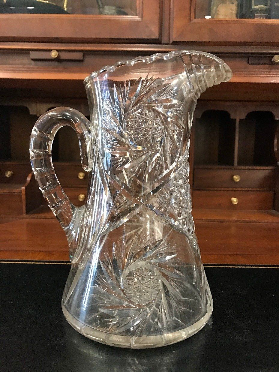 Cut Glass Pitcher w Hobstar Fractal