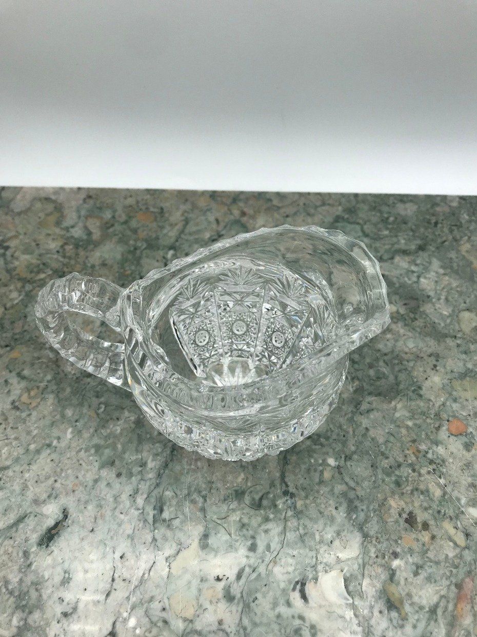 Intricately Cut German Crystal Hobstar Creamer 2