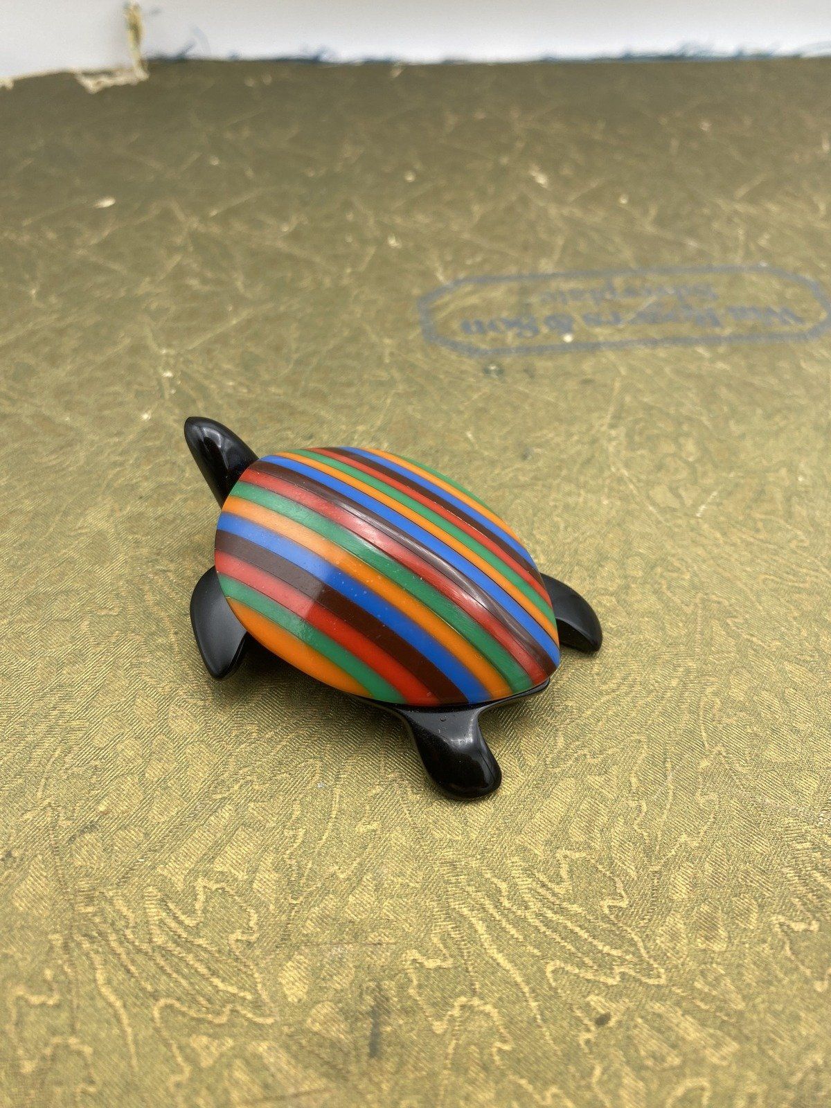 French Made Marion Godart Cellulose Colorful Turtle Pin 4