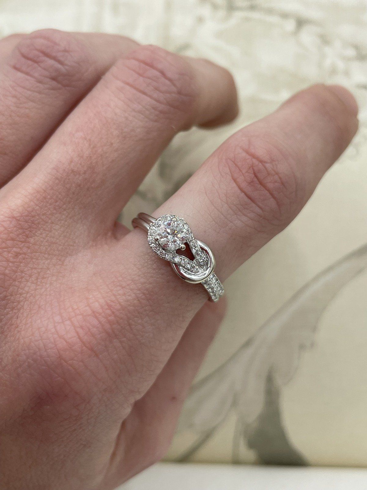 14k White Gold .5ct Center Diamond Infiniti Knot Ring 5