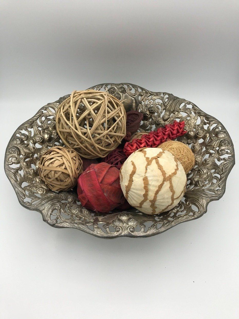 Pewter Hollow Carved Bowl with Natural Element Decorations 2