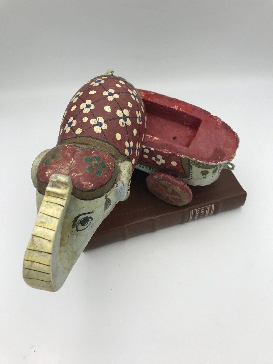 Hand Painted Indian Elephant Wheeled Stash Box 3