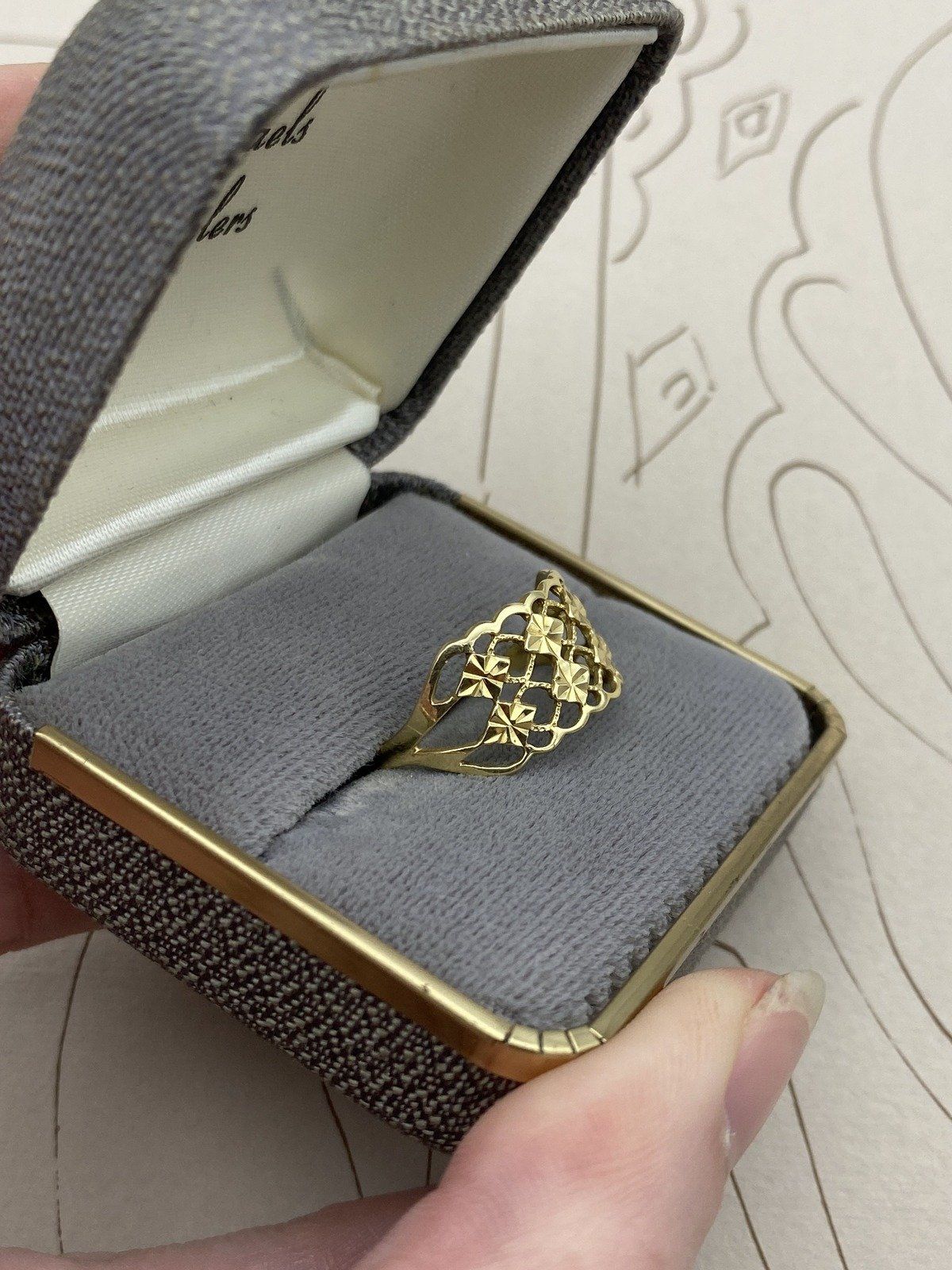Vintage Reticulated Lace 14k Gold Ring Band Cuff #2794 4