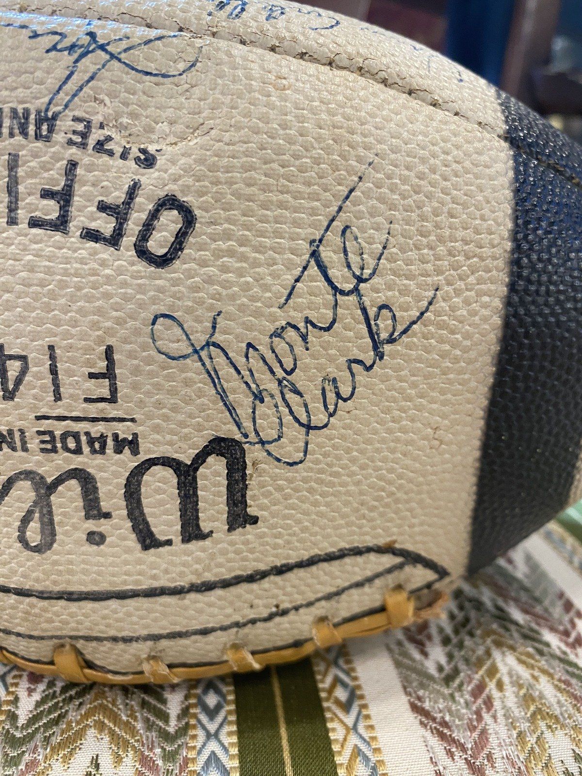 c.1966 Cleveland Browns Team Signed Football 30x Signatures 4