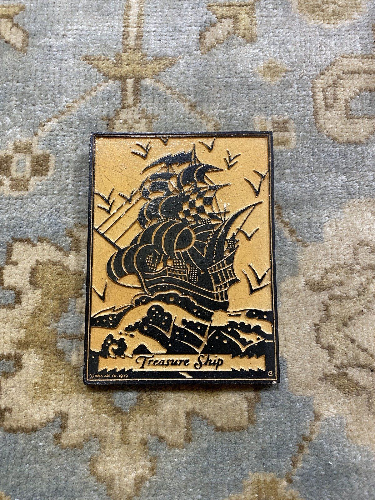 Vintage c.1930s/40s Mas. Art Co. Treasure Ship Plaster Wall Mount 7