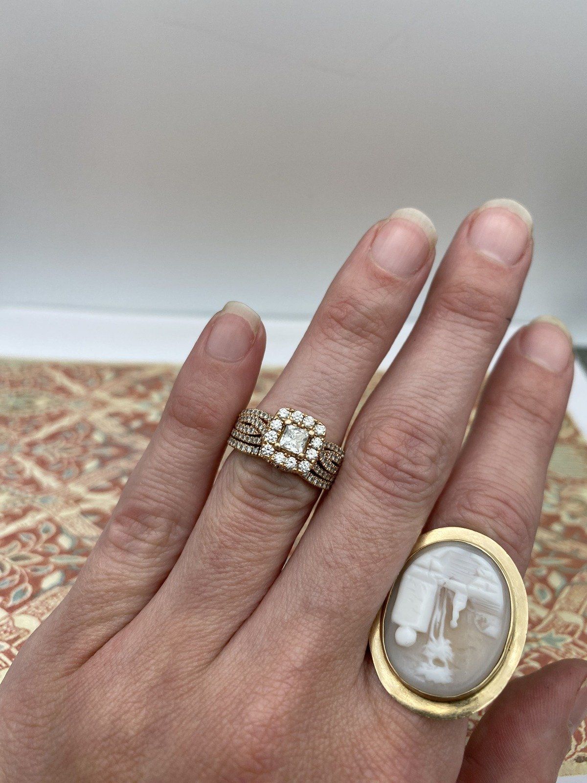 14k Rose Gold Vera Wang .43ct Center Princess Cut Wedding Ring 3