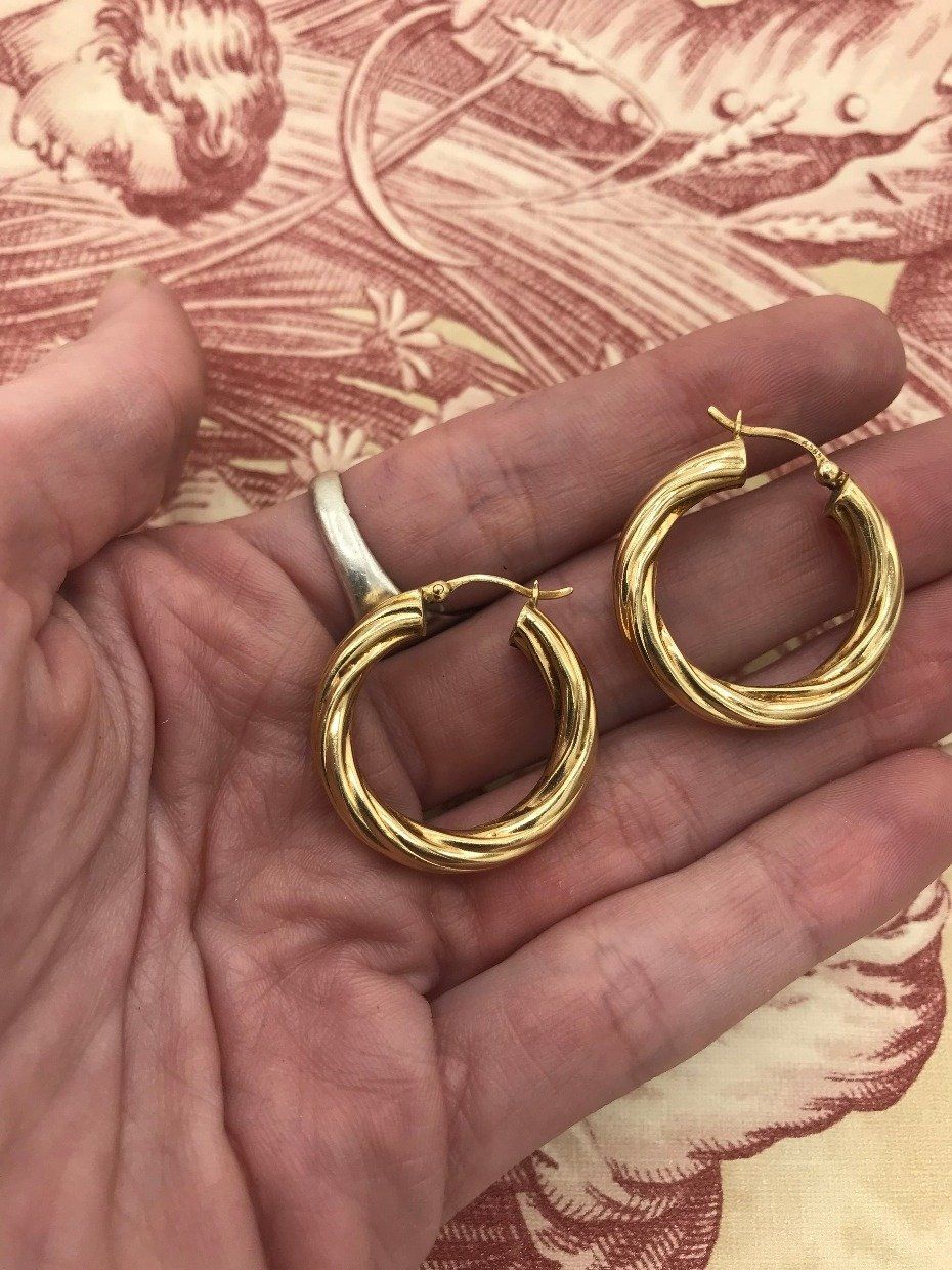14k Gold Cable Twist Hoop Earrings 3