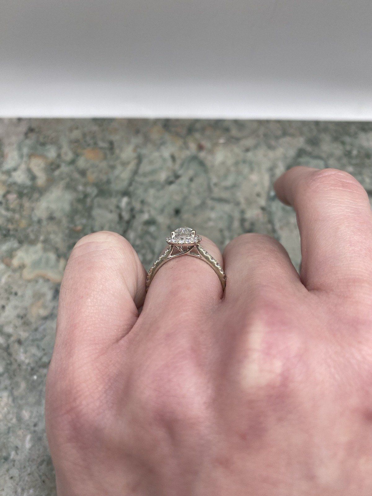 Modern Classic 14k White Gold .75ct Pear Cut Diamond Center Engagement Ring w Diamond Framing + Shoulders 5