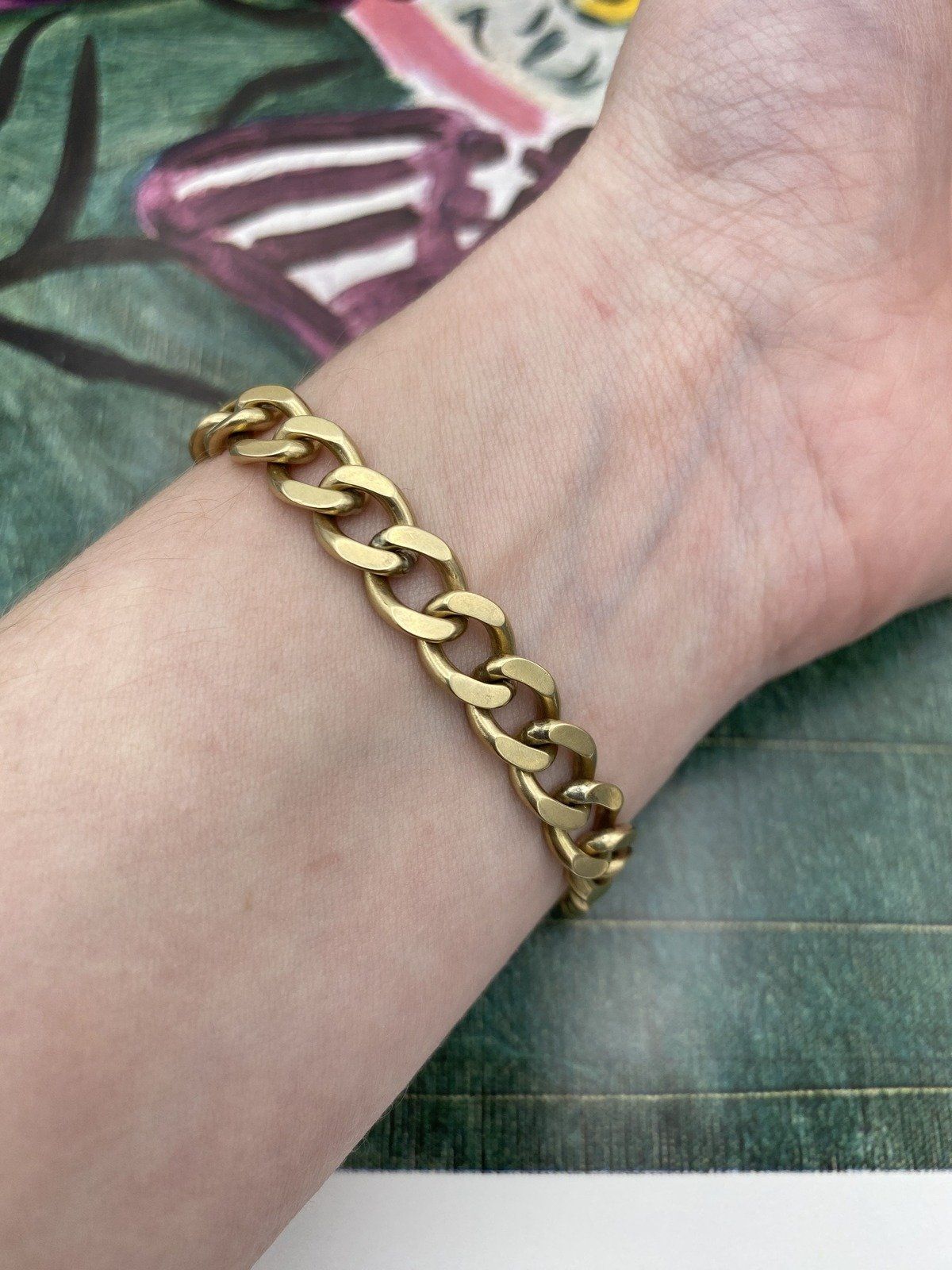 Ladies 14k Gold 8mm 7 Solid 14k Gold Vintage Link Bracelet 4