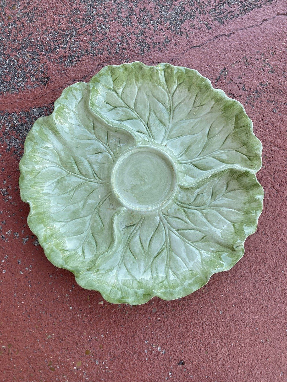 Vintage Ceramic Fitz and Floyd Divided Serving Appetizer/Chip + Dip Tray