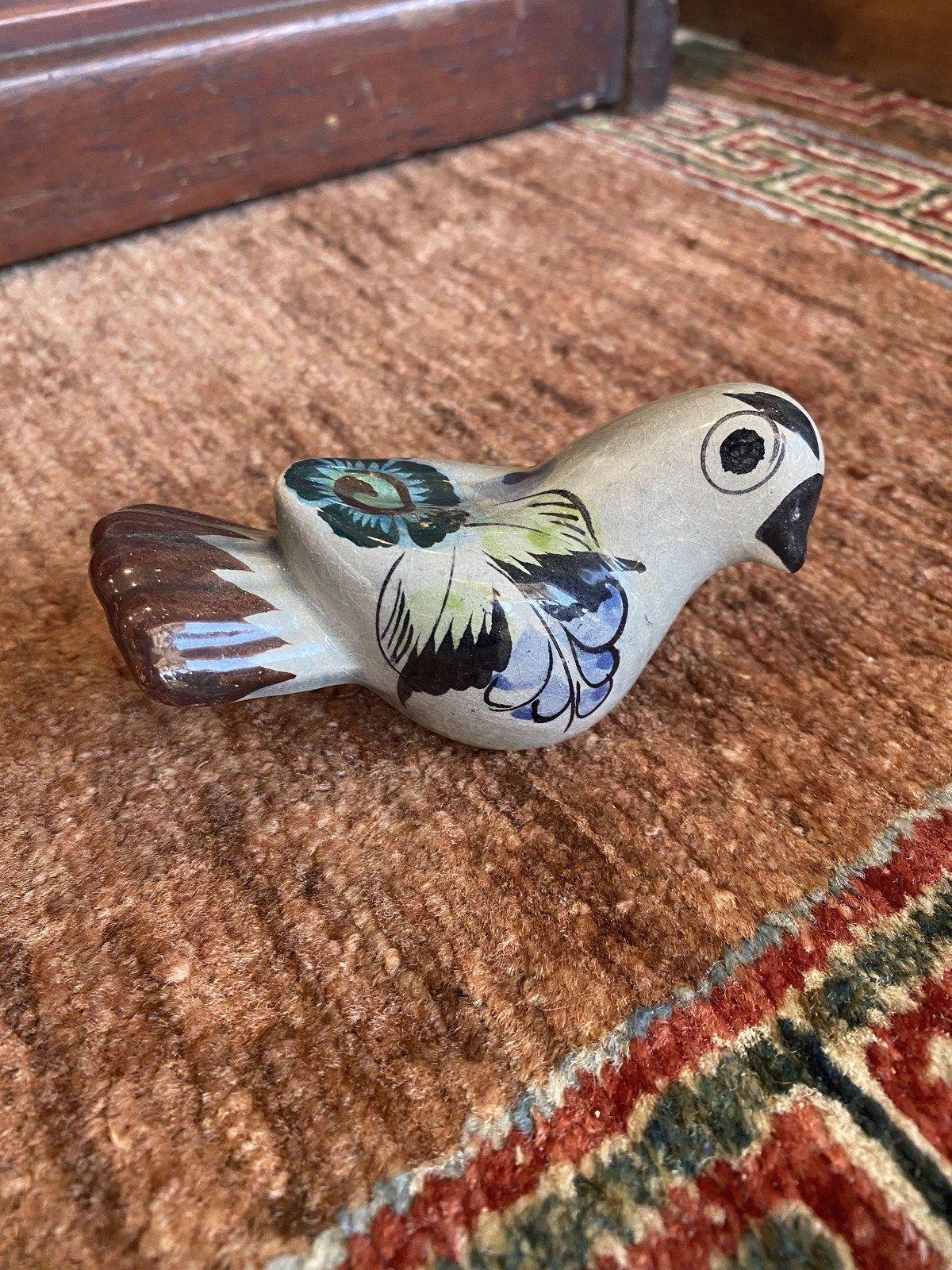 Vintage Tonala Mexico Pottery Painted Bird