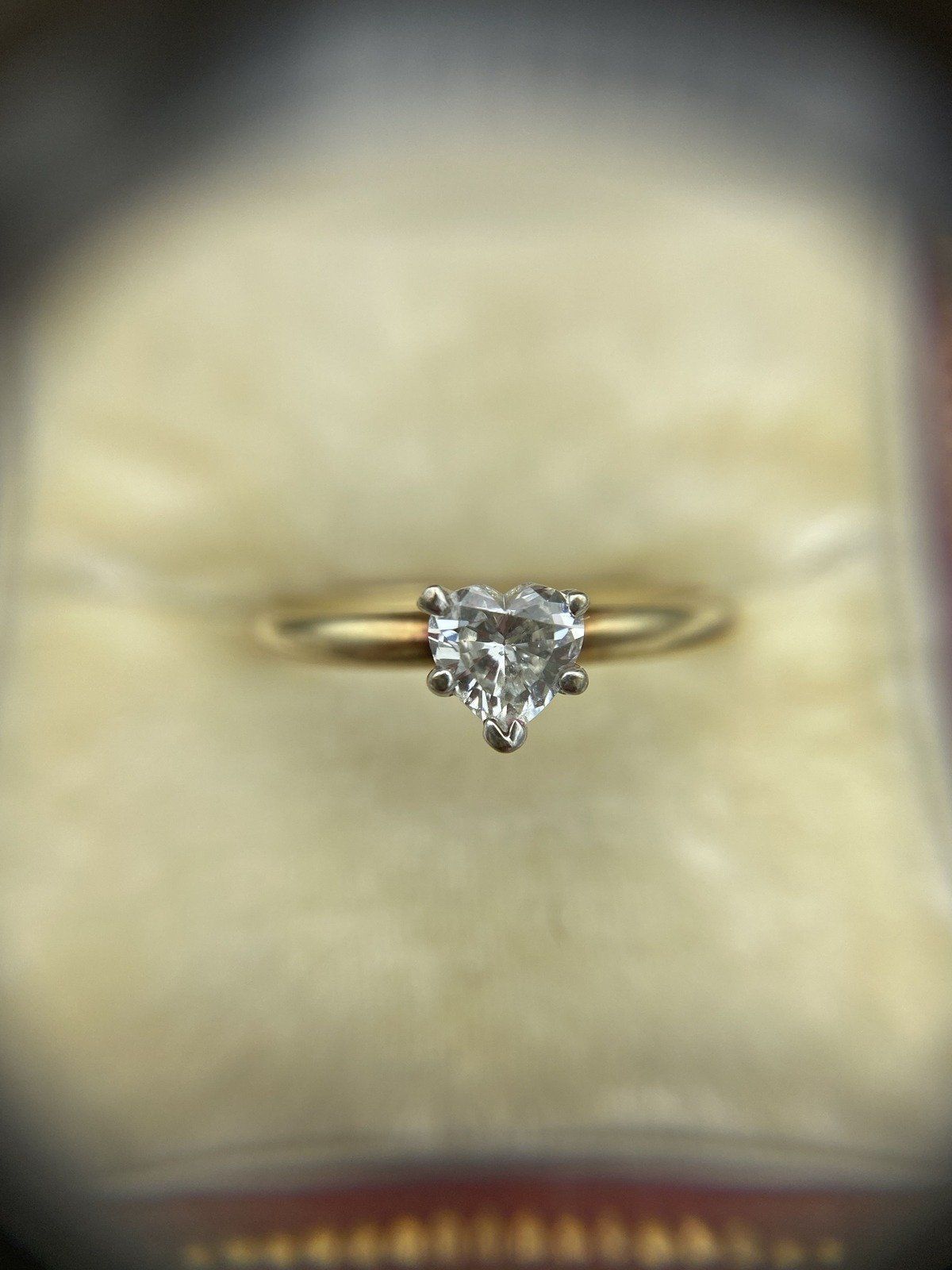ADORABLE! 14k Gold Natural Diamond Heart Faceted Solitaire Engagement Ring#2832 8