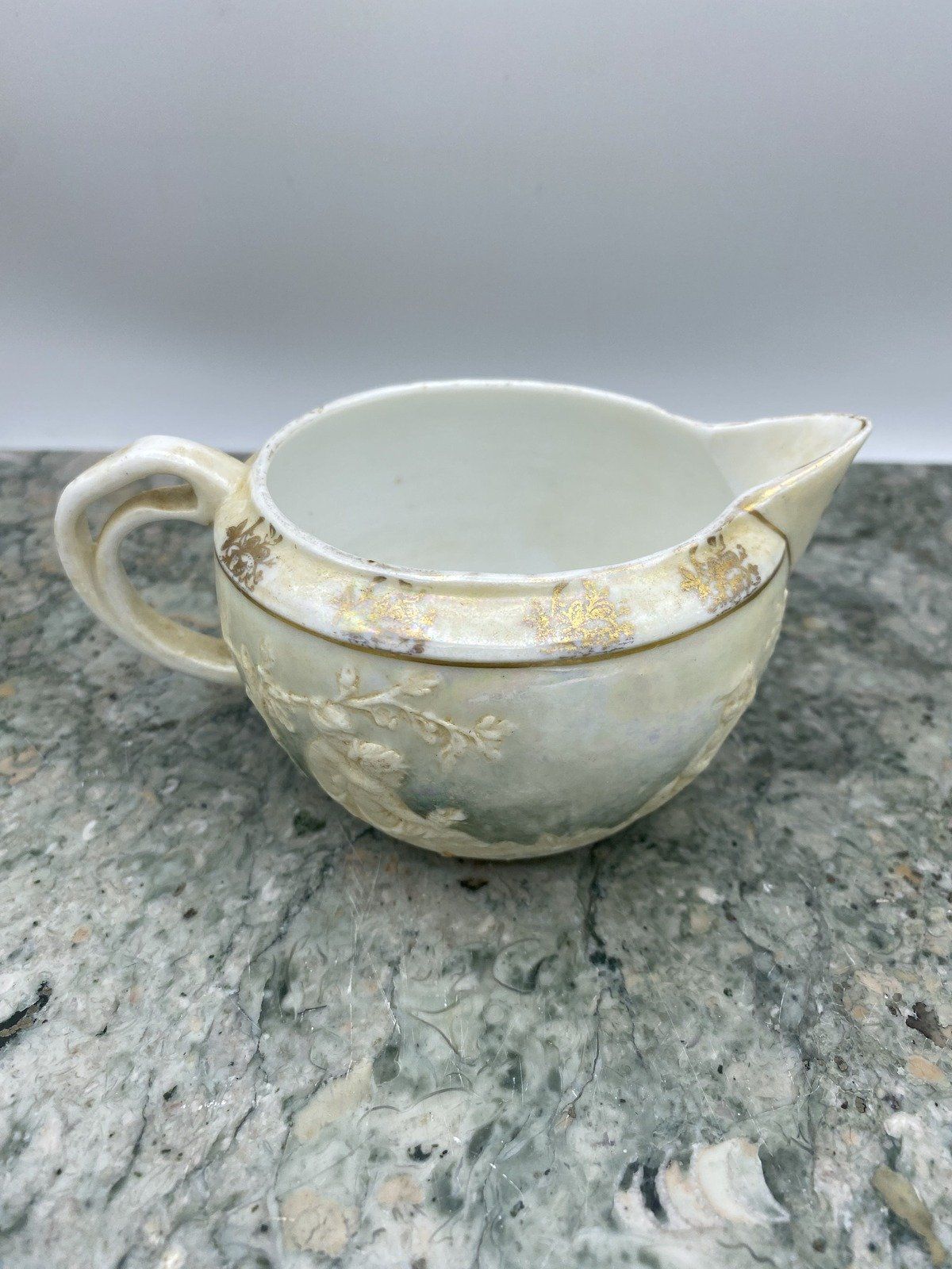 Opalescent Lusterware Figural Cherub Creamer