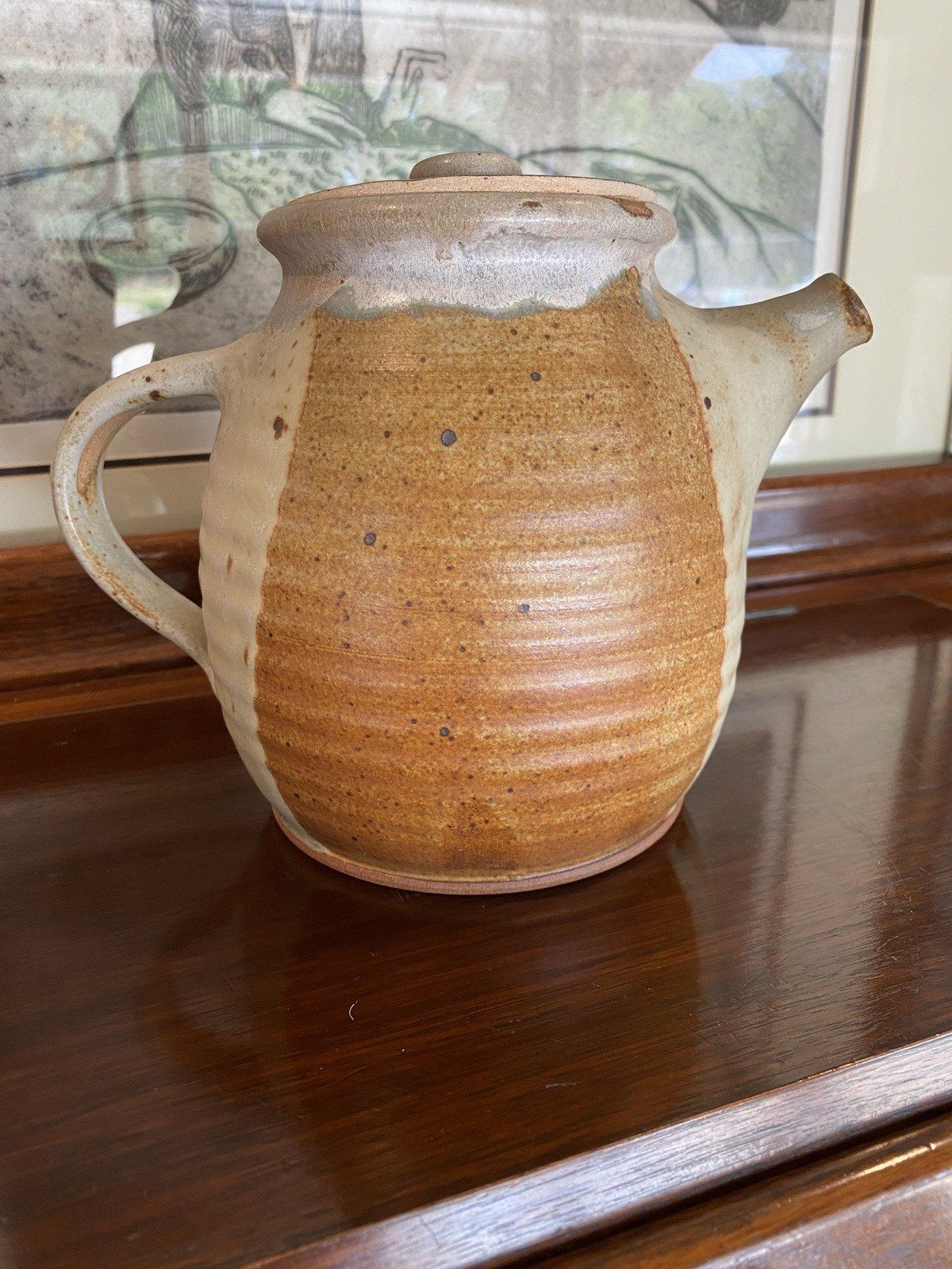 Vintage c.1987 MS Artist Pat Gavin Pottery Stoneware Tea Pot + Lid