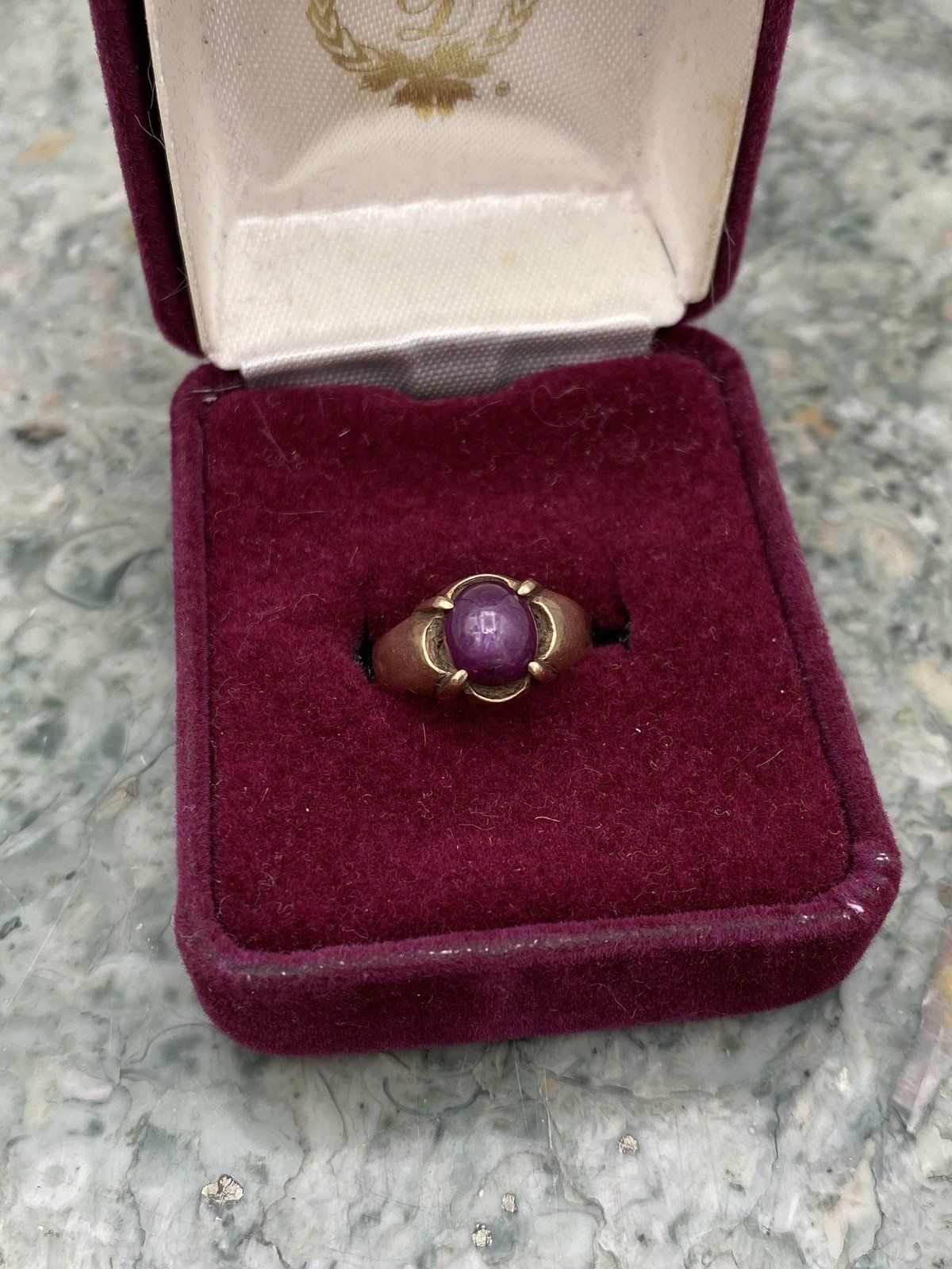 Very Old + Very Small Antique Bliss Ruby Belcher Set 10k Gold Pinky Ring 5