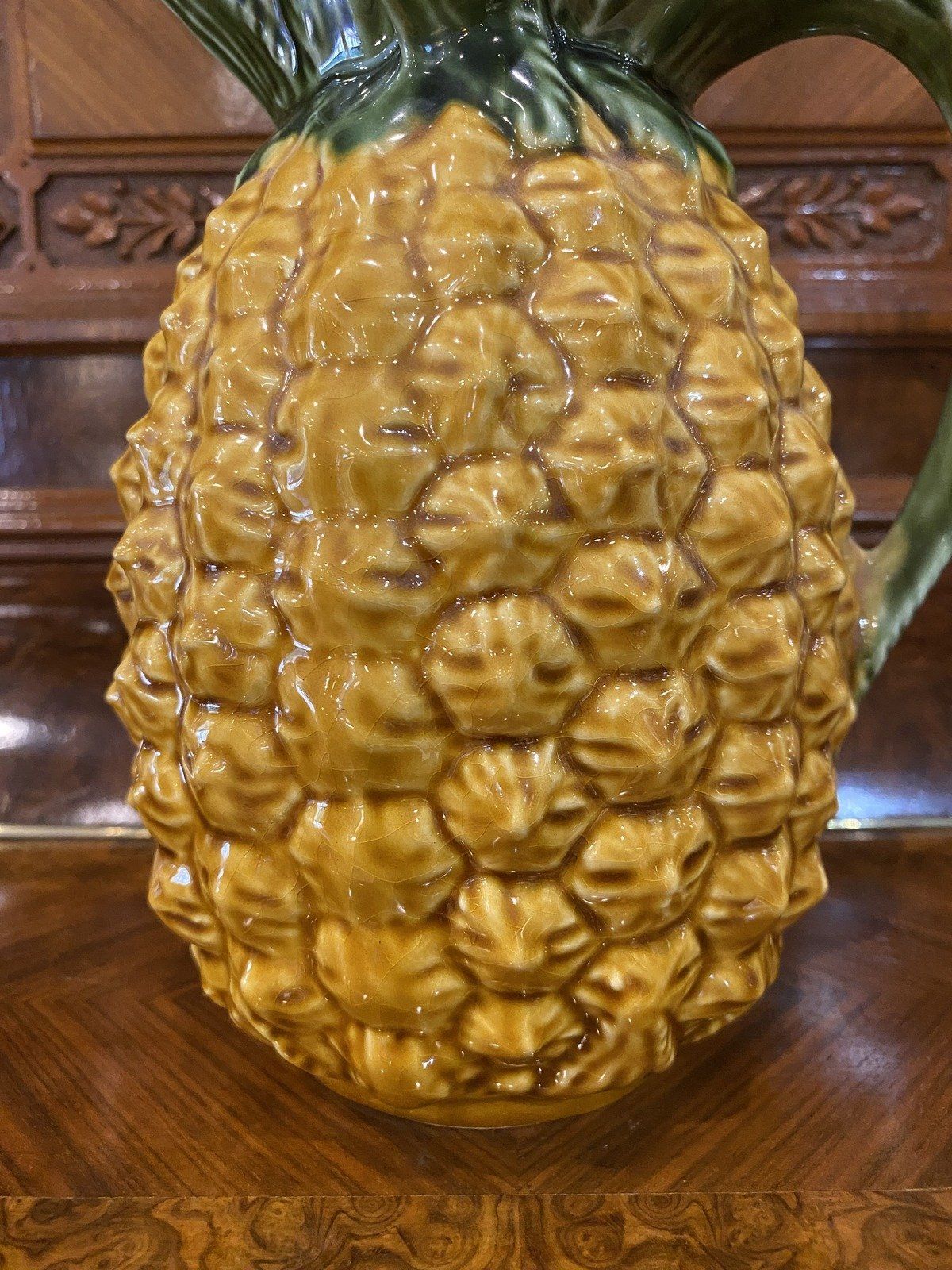 Vintage Majolica Ceramic Pineapple Drink Pitcher 8.5 7