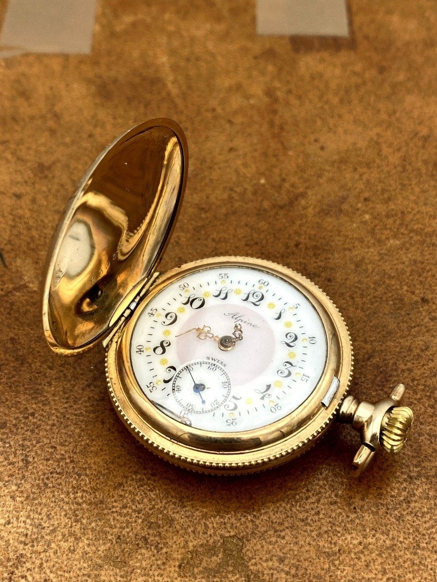 Antique Alpine Gold Filled 4S Hunter Case Pocket Watch 2