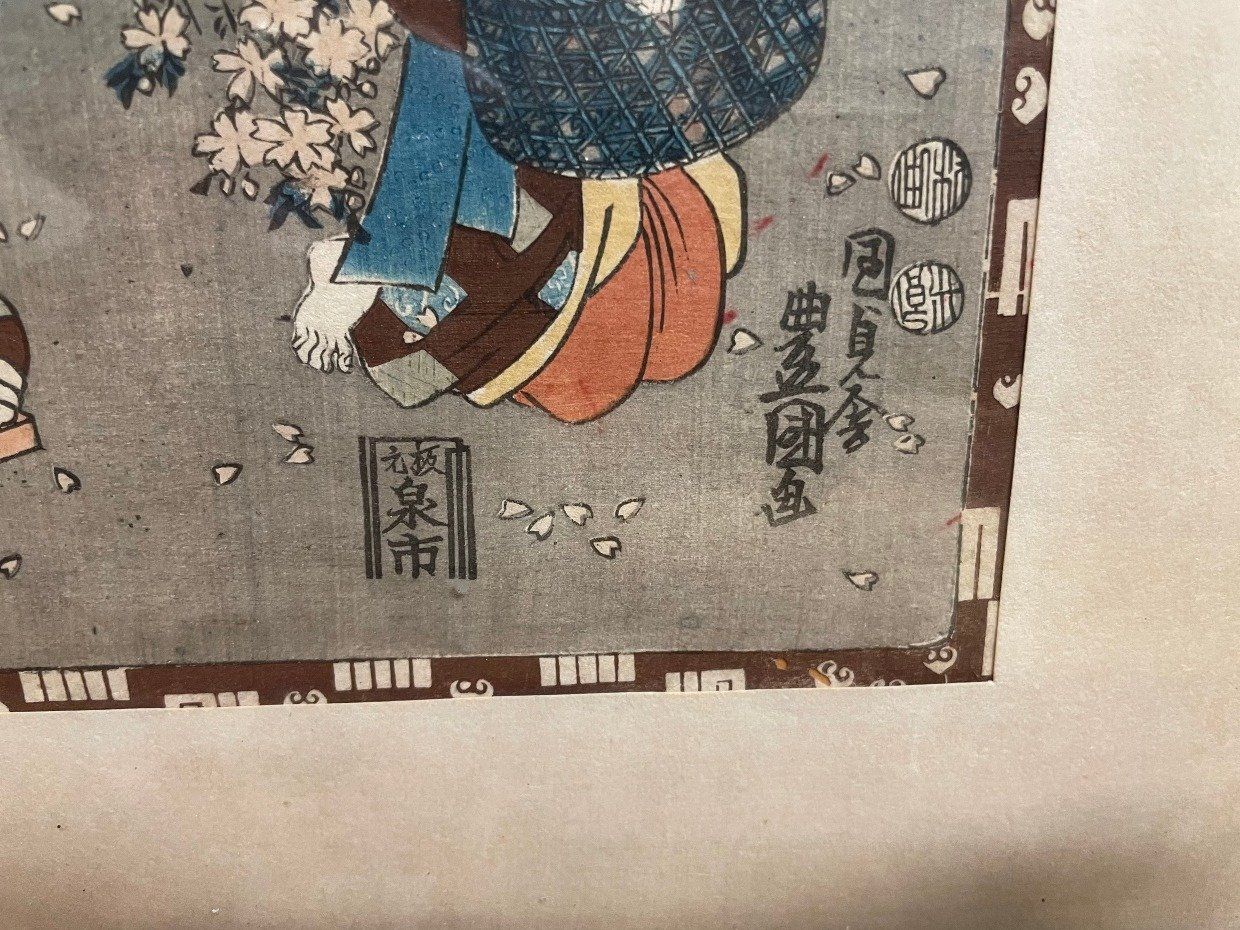 Edo Period 19th c. Utagawa Kunisada Woodblock Prints of Seaside Japanese Women Gathers 3