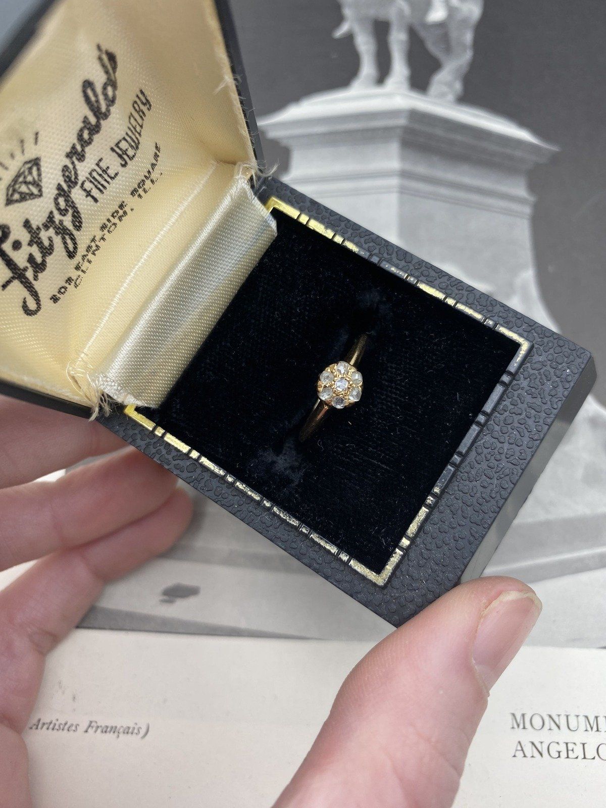 *RARE* Antique Victorian14k Gold Rose Cut Diamond Flower Cluster Ring #2218 10