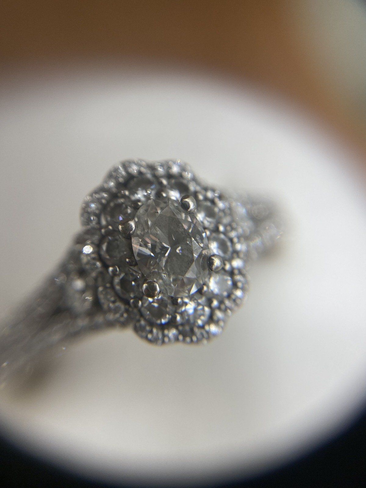 14k White Gold Disney Special Edition 1ct Center Oval Diamond Bridal Ring 5