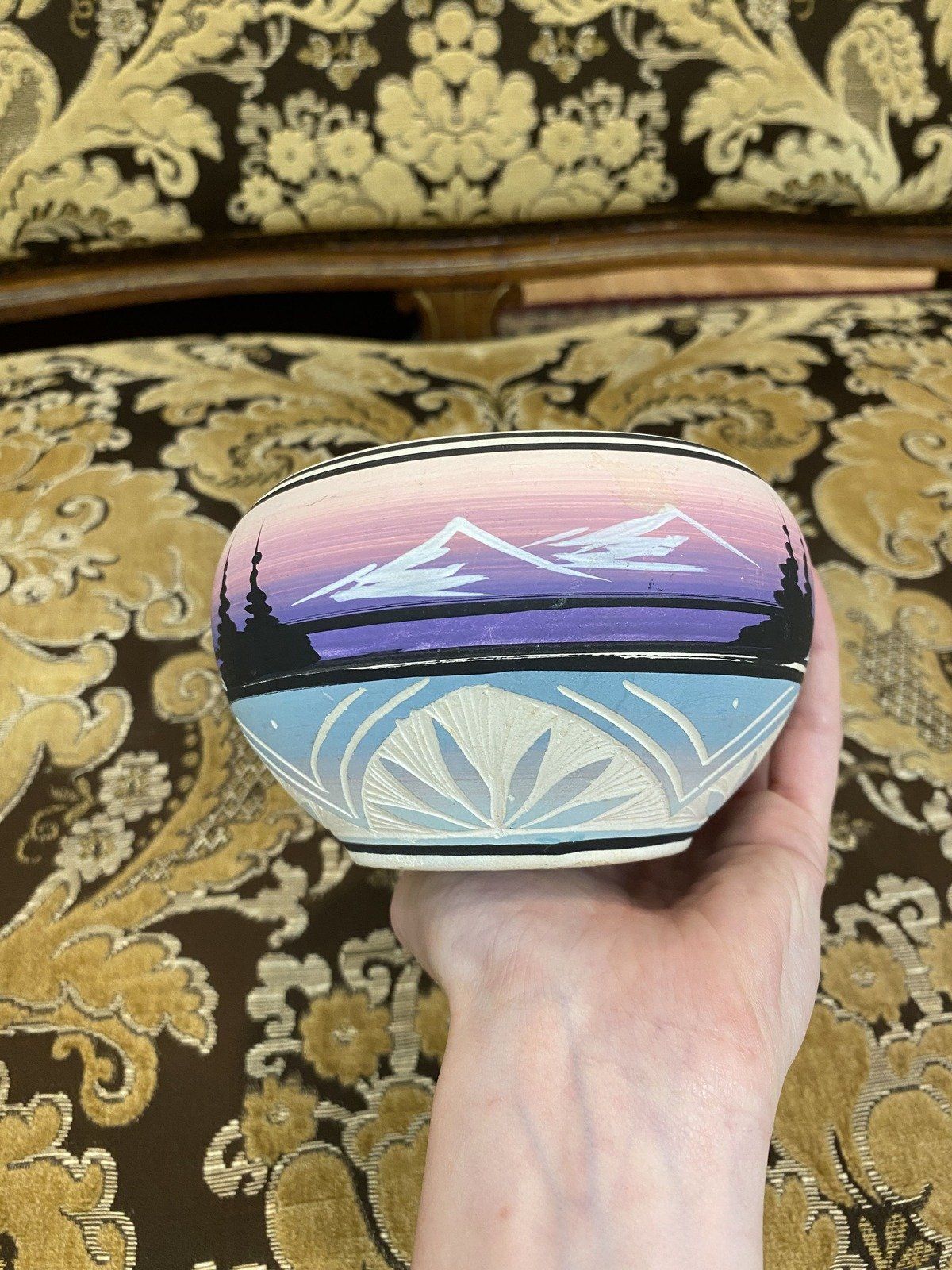 Signed Colorful Signed Sagg Dineh SW Navajo Pottery Bowl 5