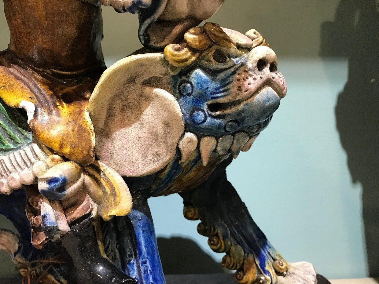 Antique Chinese Warrior + Foo Dog Roof Tile 3