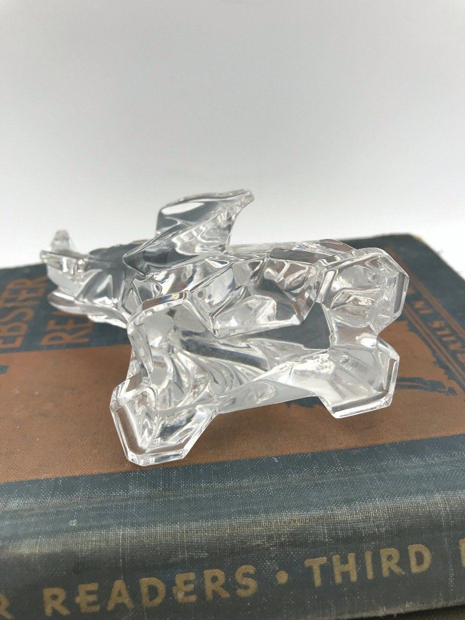 Clear Glass Geometric Carved Elephant Paperweight/Figurine 4