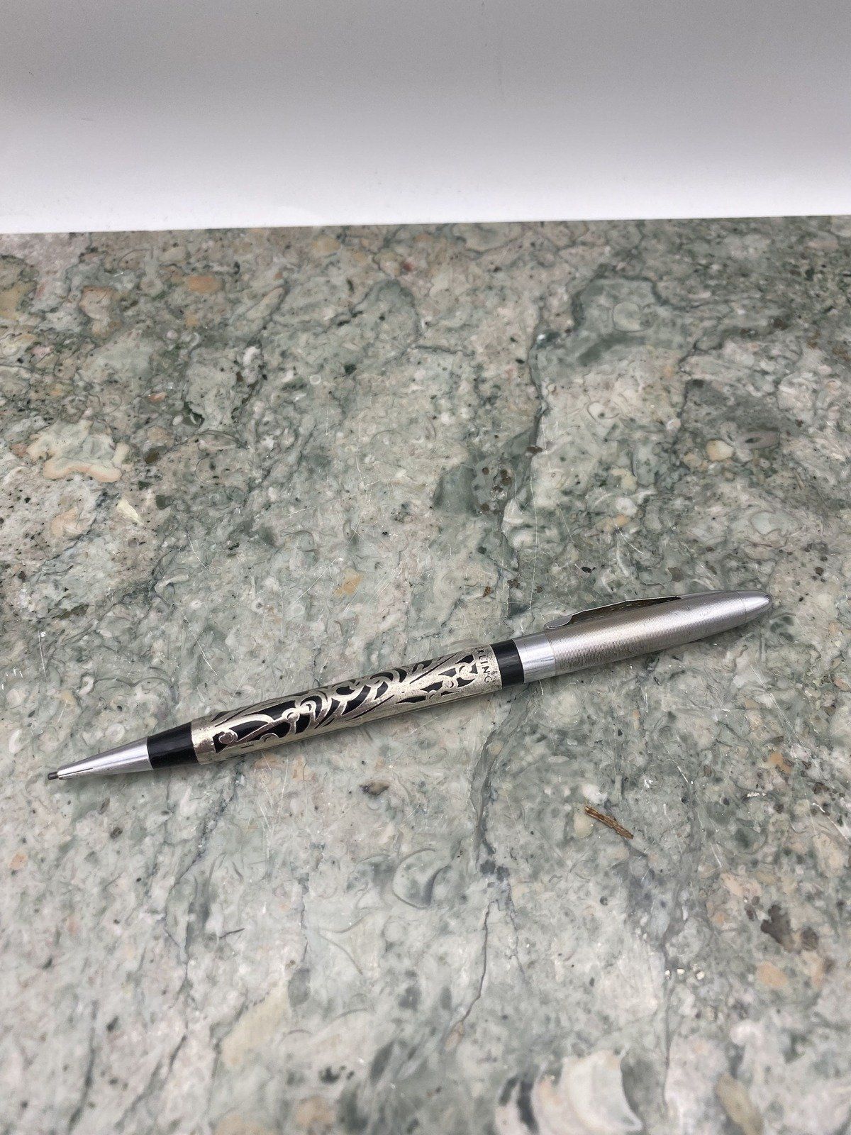Vintage Sterling Silver Reticulated Case Pencil