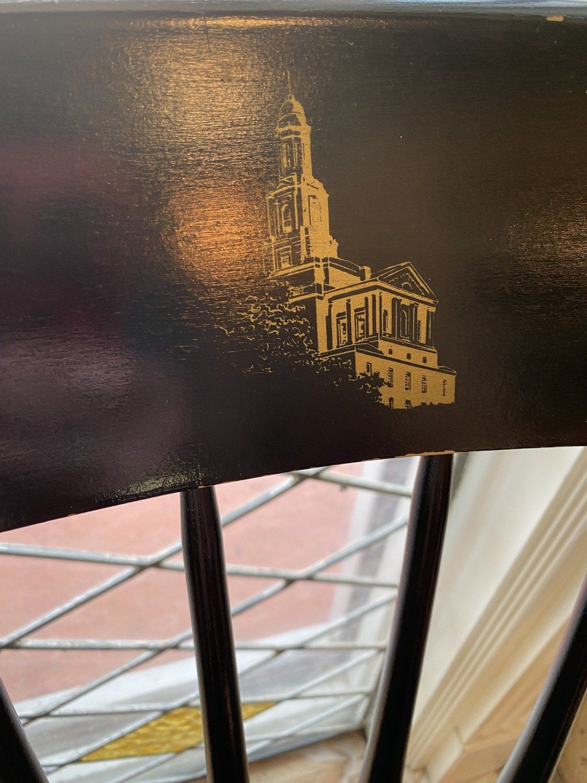 Collectible Nichols and Stone Co. Federal Monument Nauvoo IL Temple Motif Windsor Arm Chair 6