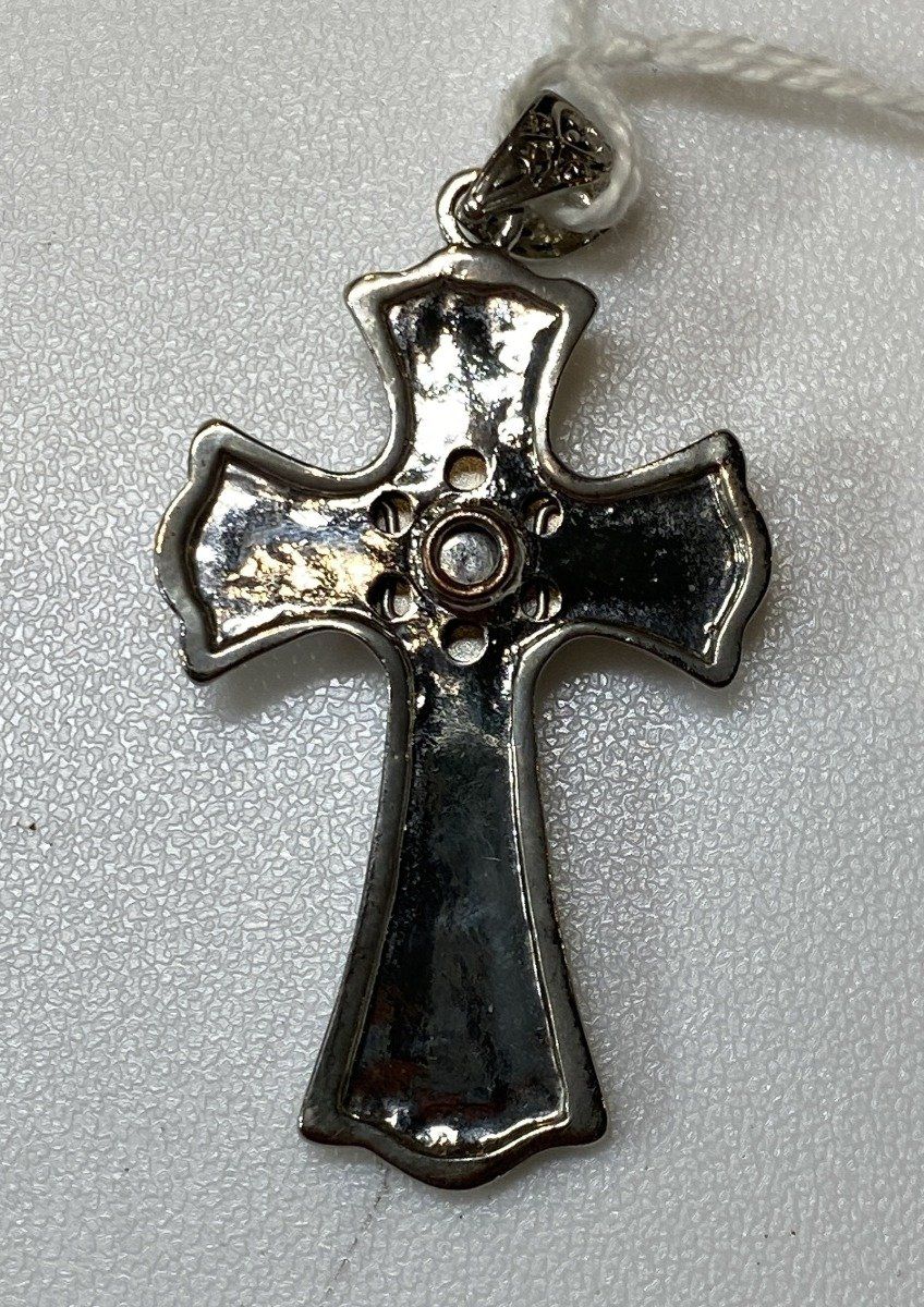 Sterling Silver Cross with Crystal Stones 2