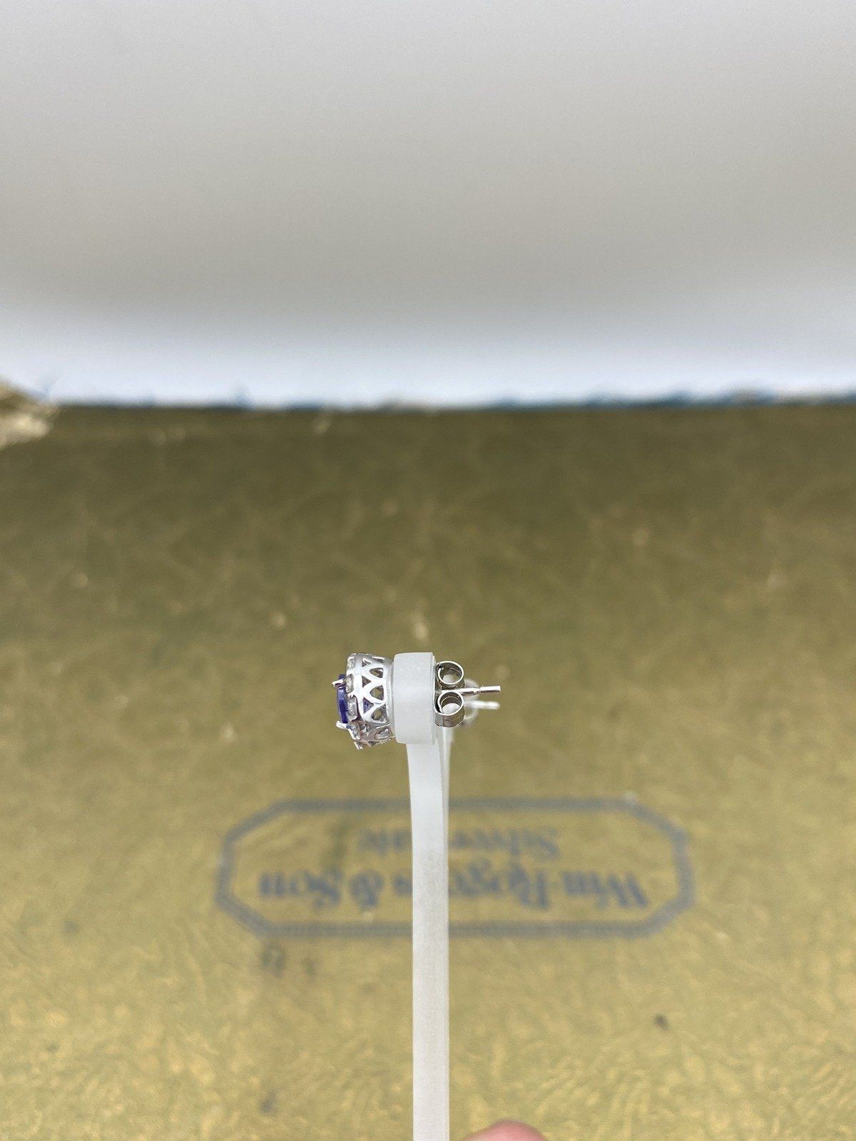 14K White Gold Tanzanite + Diamond Halo Stud Earrings 5