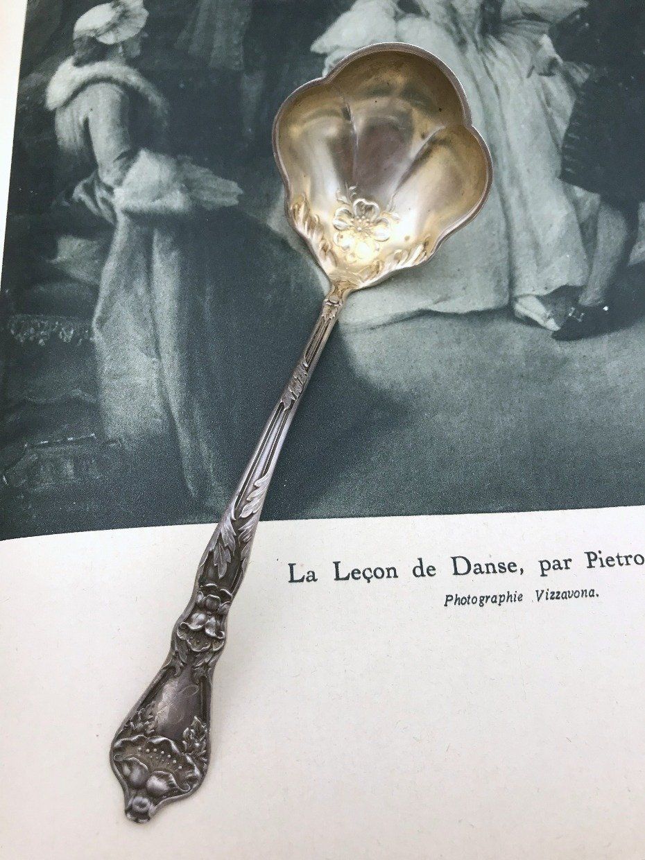 Antique c.1900 Baker Manchester Sterling Silver Landers No. 2 Patterned Shell Gravy Ladle