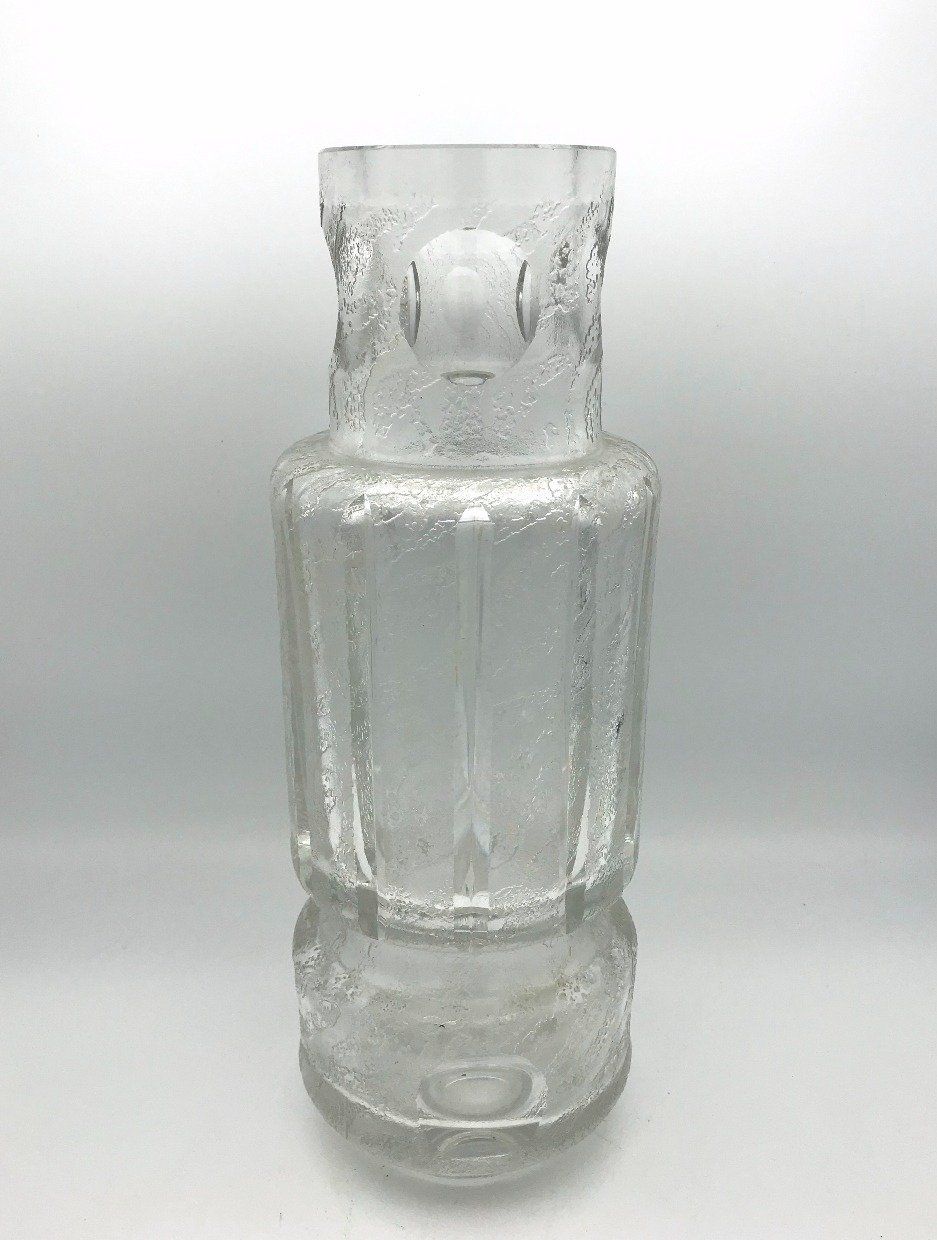 Unique Splash Frosted Cut Glass Vase