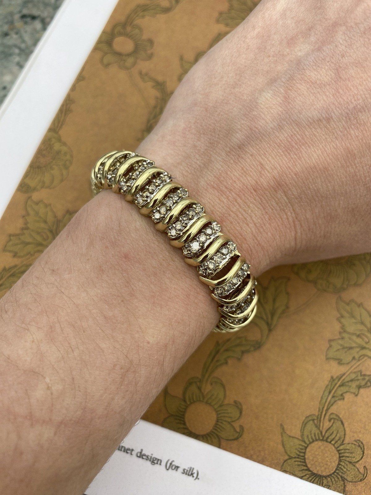 14k Gold Fancy Champagne Diamond 7.25L Tennis Bracelet 6