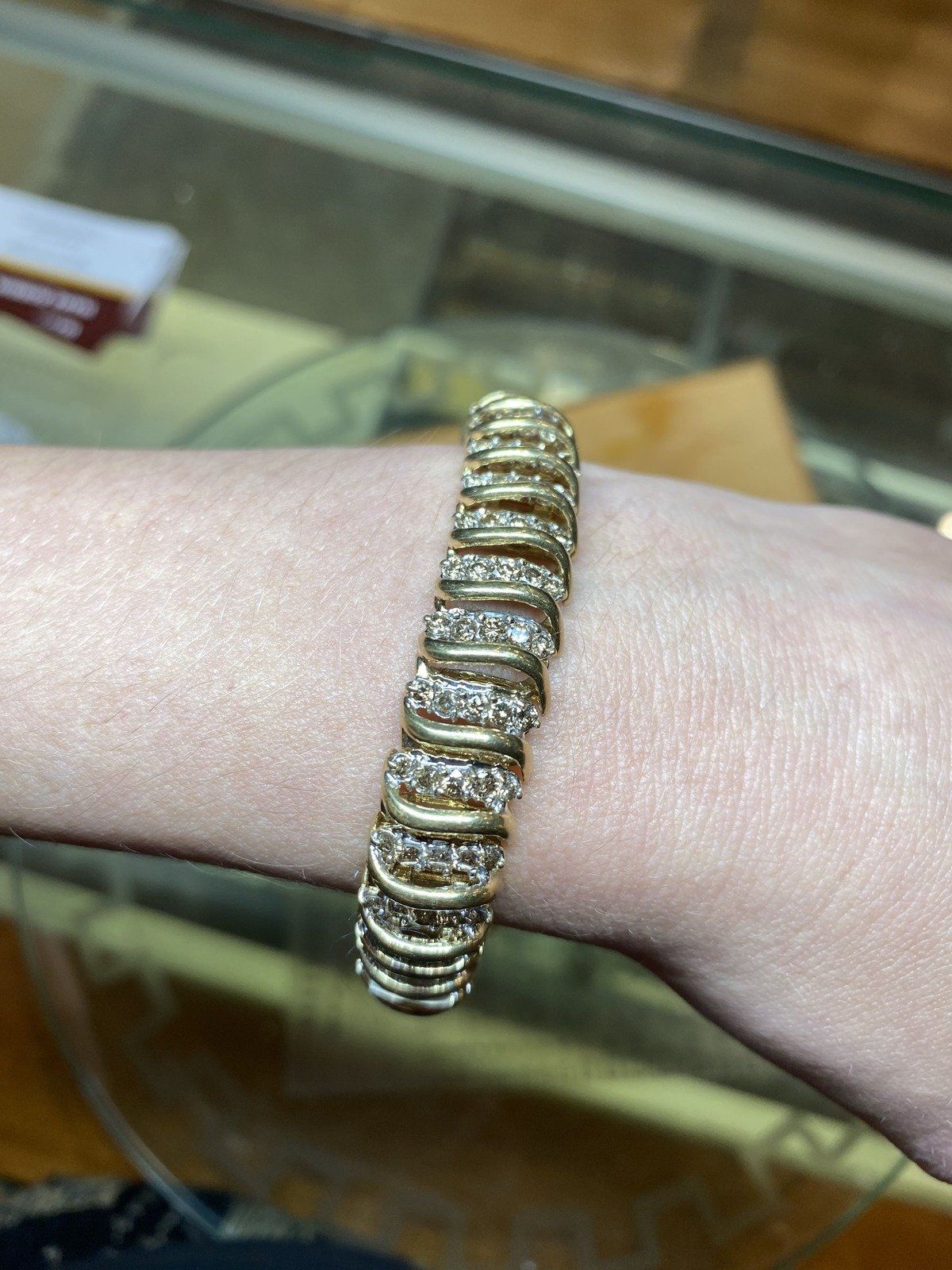 14k Gold Fancy Champagne Diamond 7.25L Tennis Bracelet 9