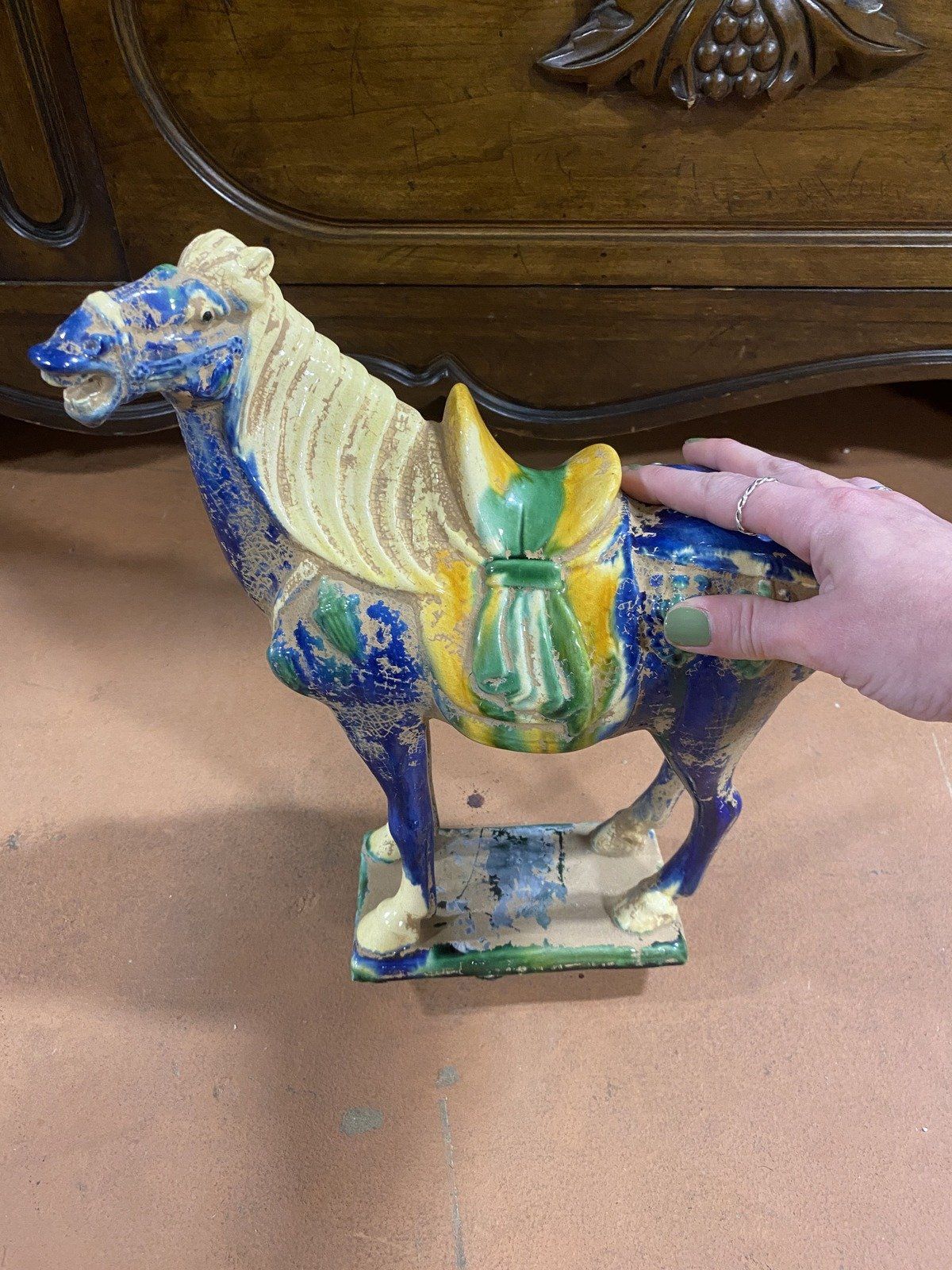 Ceramic Antique Vintage Repro Chinese Horse Statuette 12