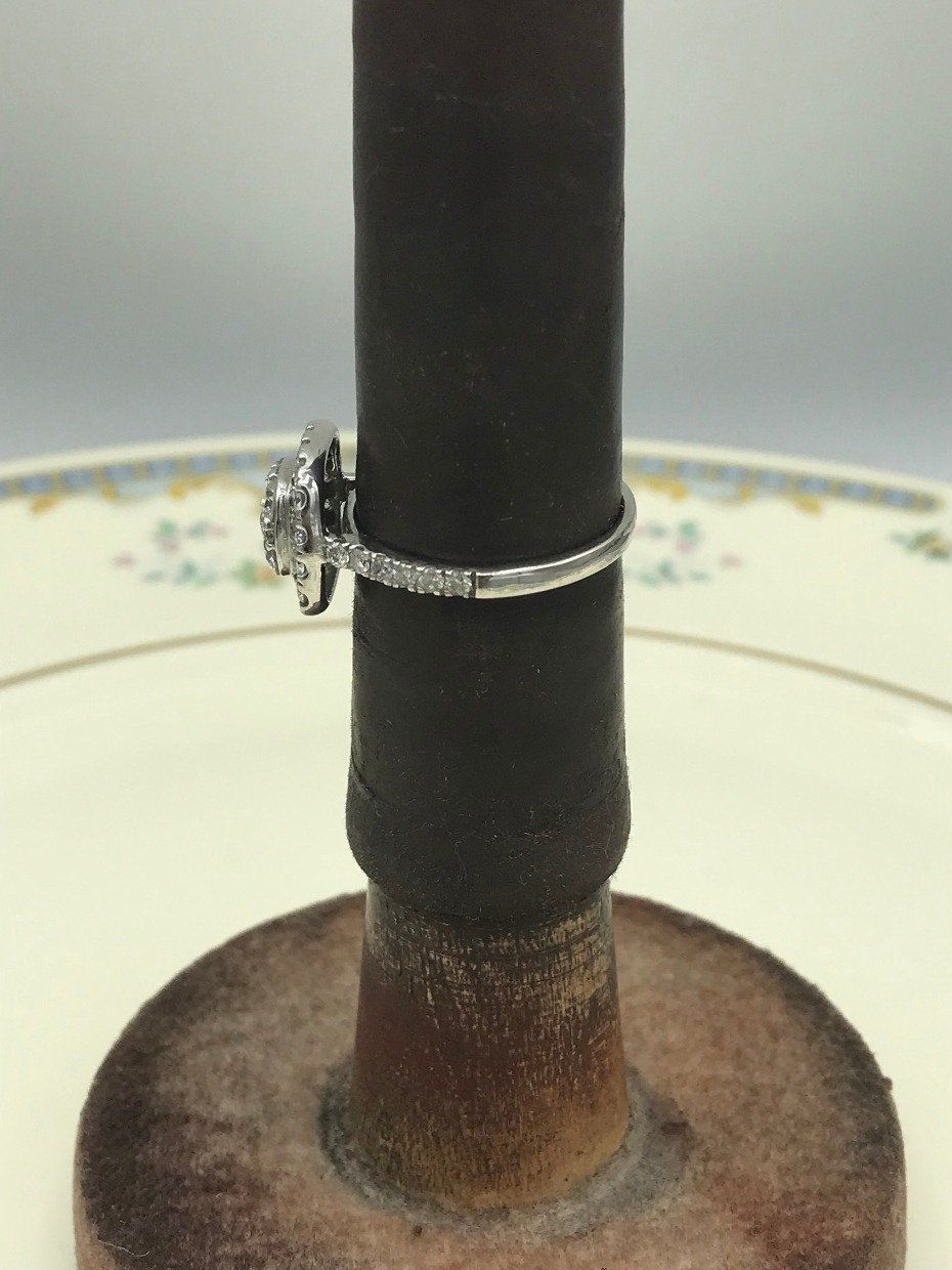 14k White Gold Square Cluster Halo Engagement Ring 6