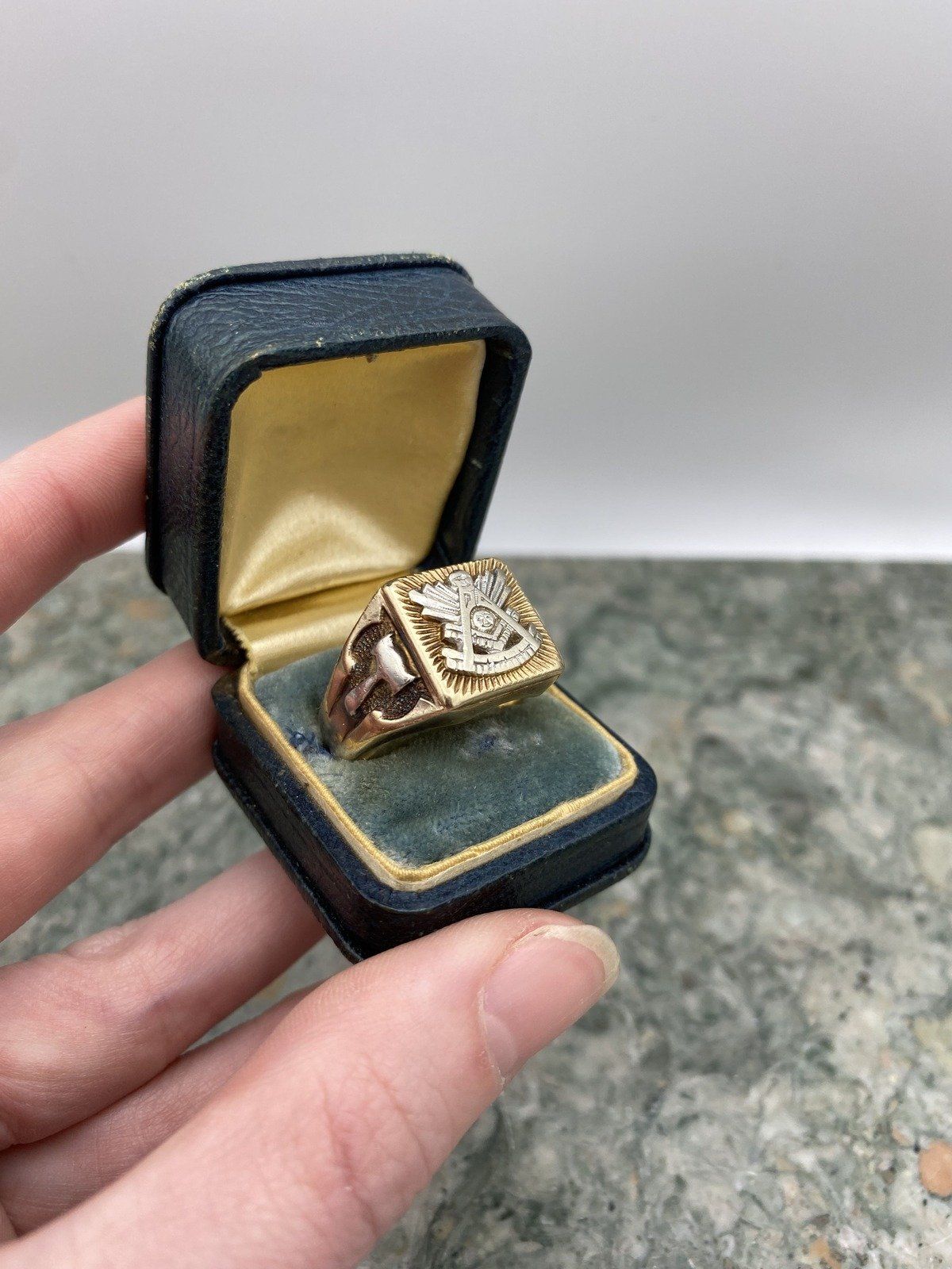 Men's Friggin' HEAVY Antique 14k Thick Gold Gavel of Authority Grand Mason Lodge Ring 6